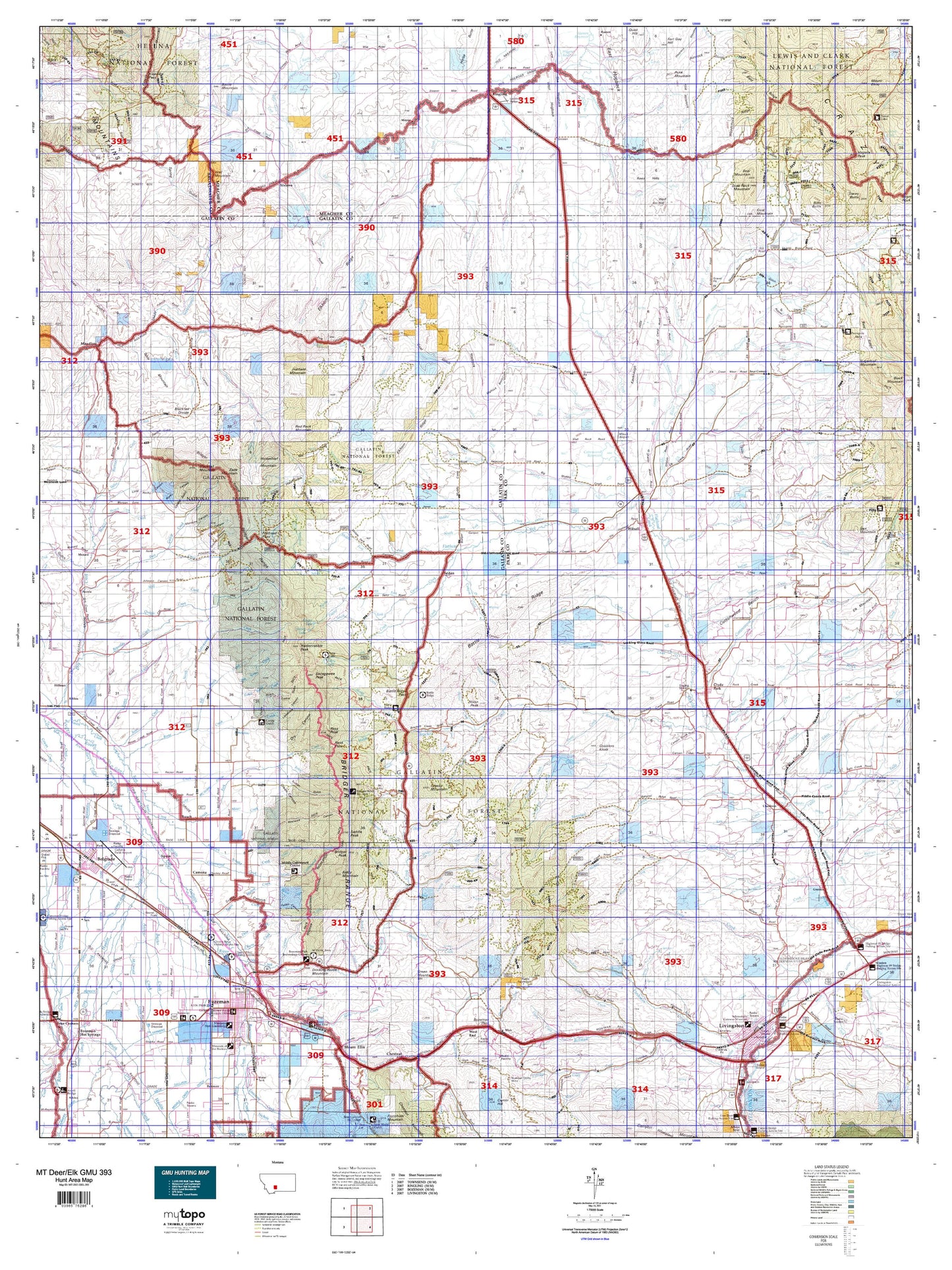 Montana Deer/Elk GMU 393 Map Image