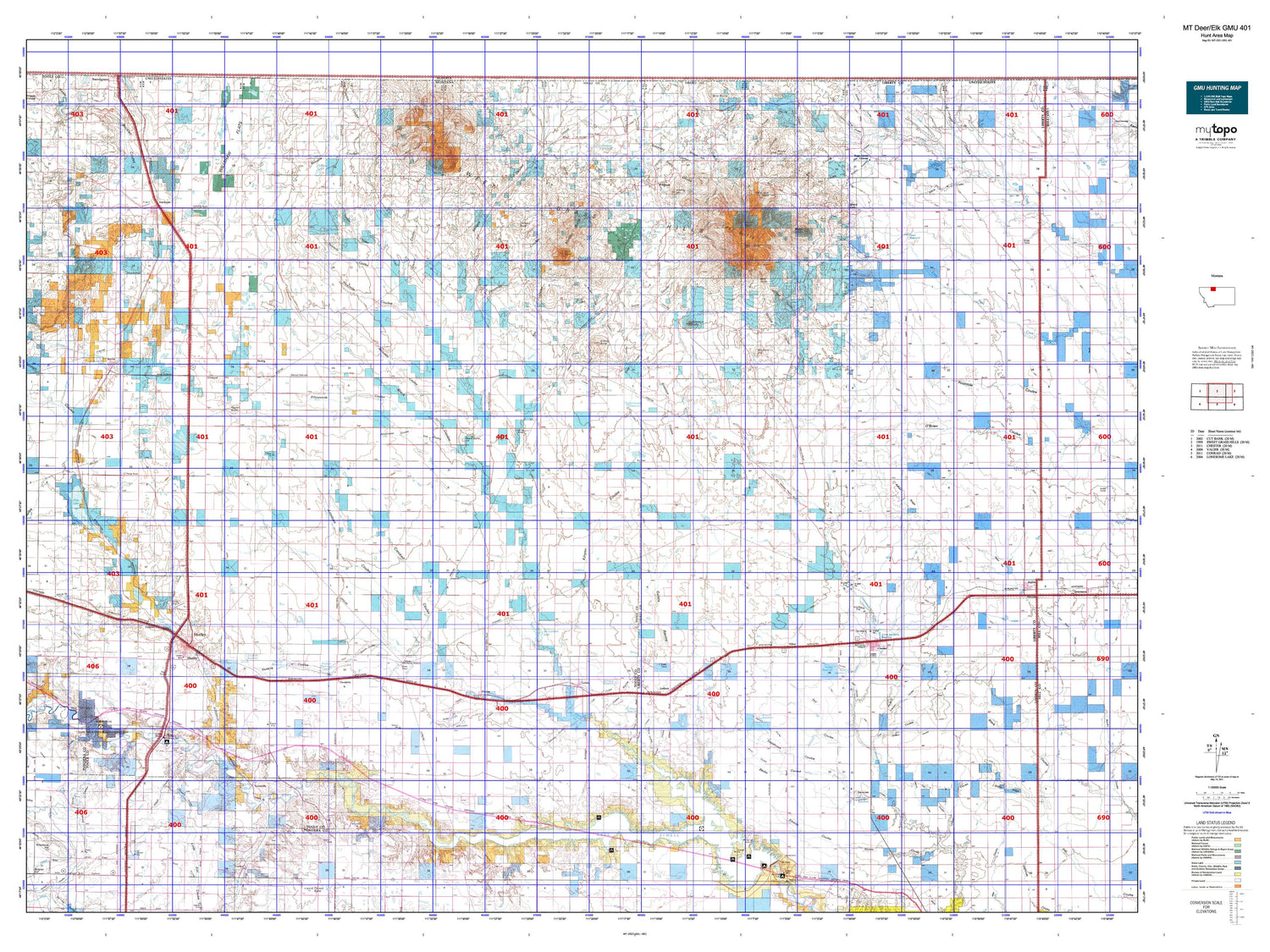 Montana Deer/Elk GMU 401 Map Image