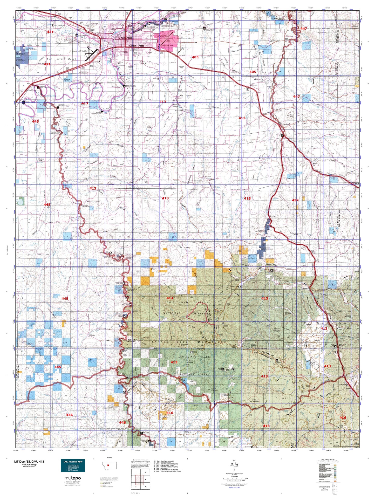 Montana Deer/Elk GMU 413 Map Image