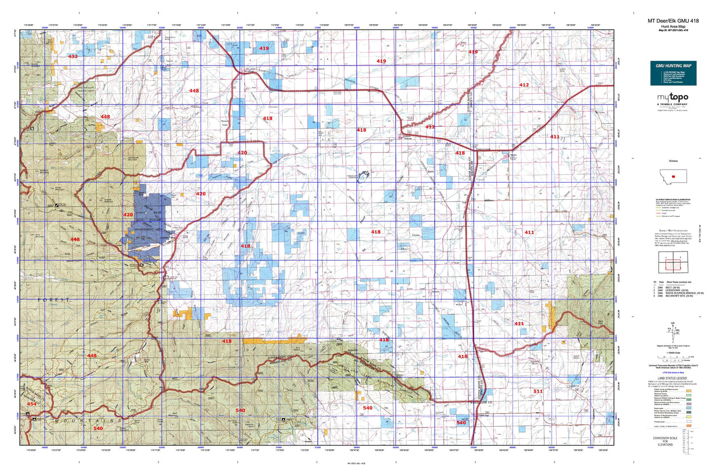 Montana Deer/Elk GMU 418 Map Image