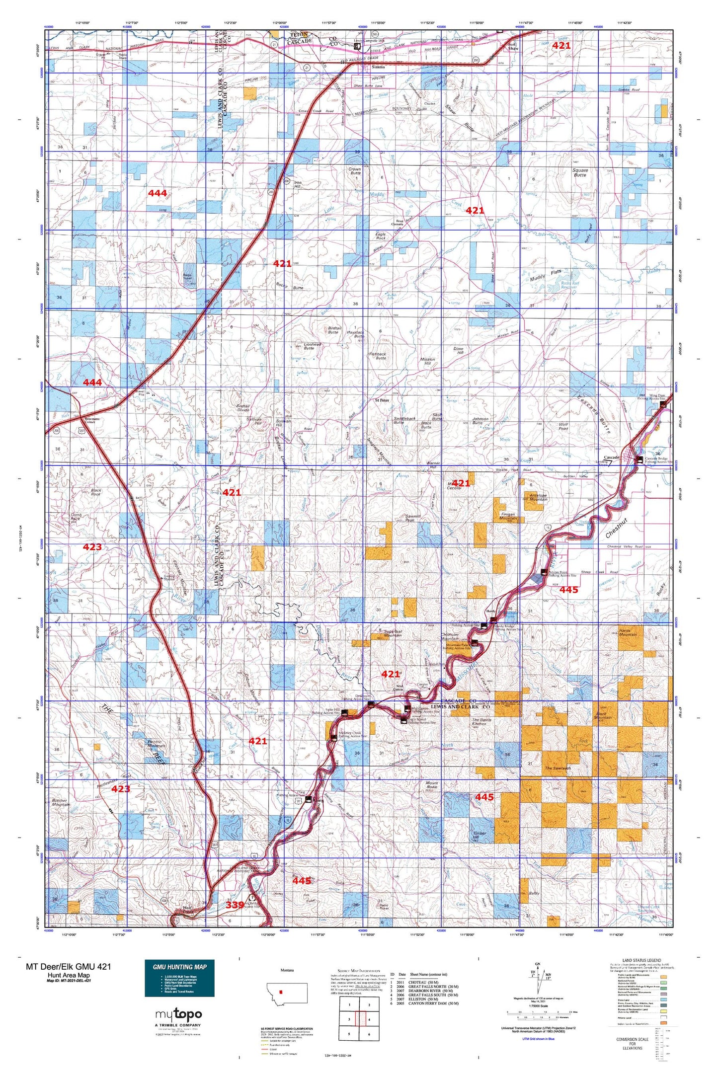 Montana Deer/Elk GMU 421 Map Image