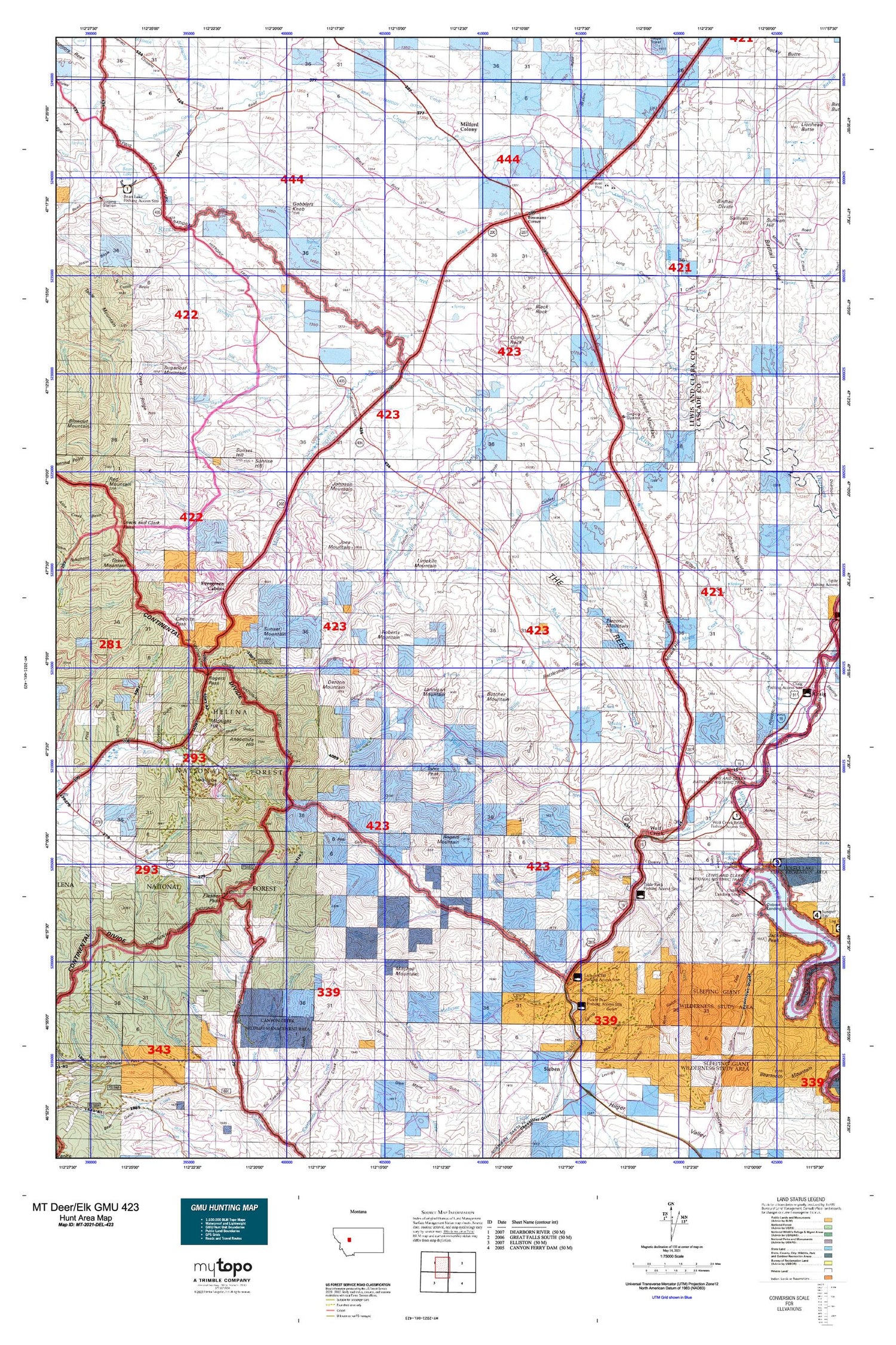 Montana Deer/Elk GMU 423 Map Image