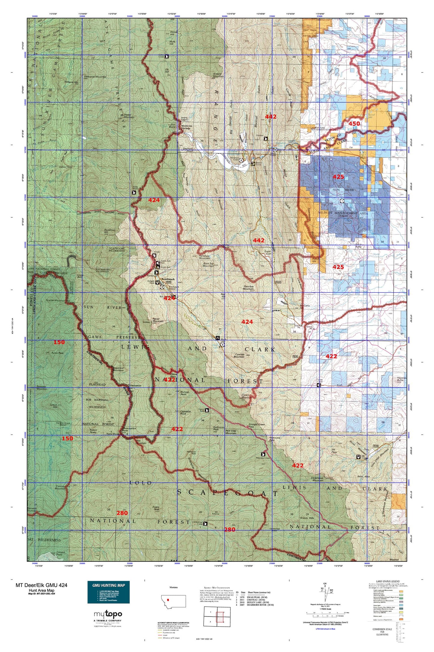 Montana Deer/Elk GMU 424 Map Image