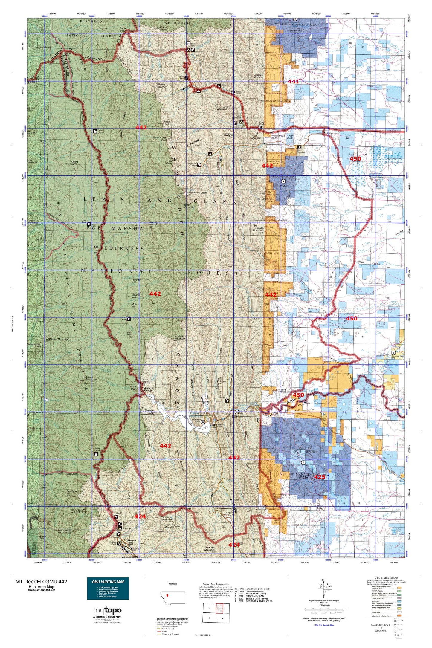 Montana Deer/Elk GMU 442 Map Image