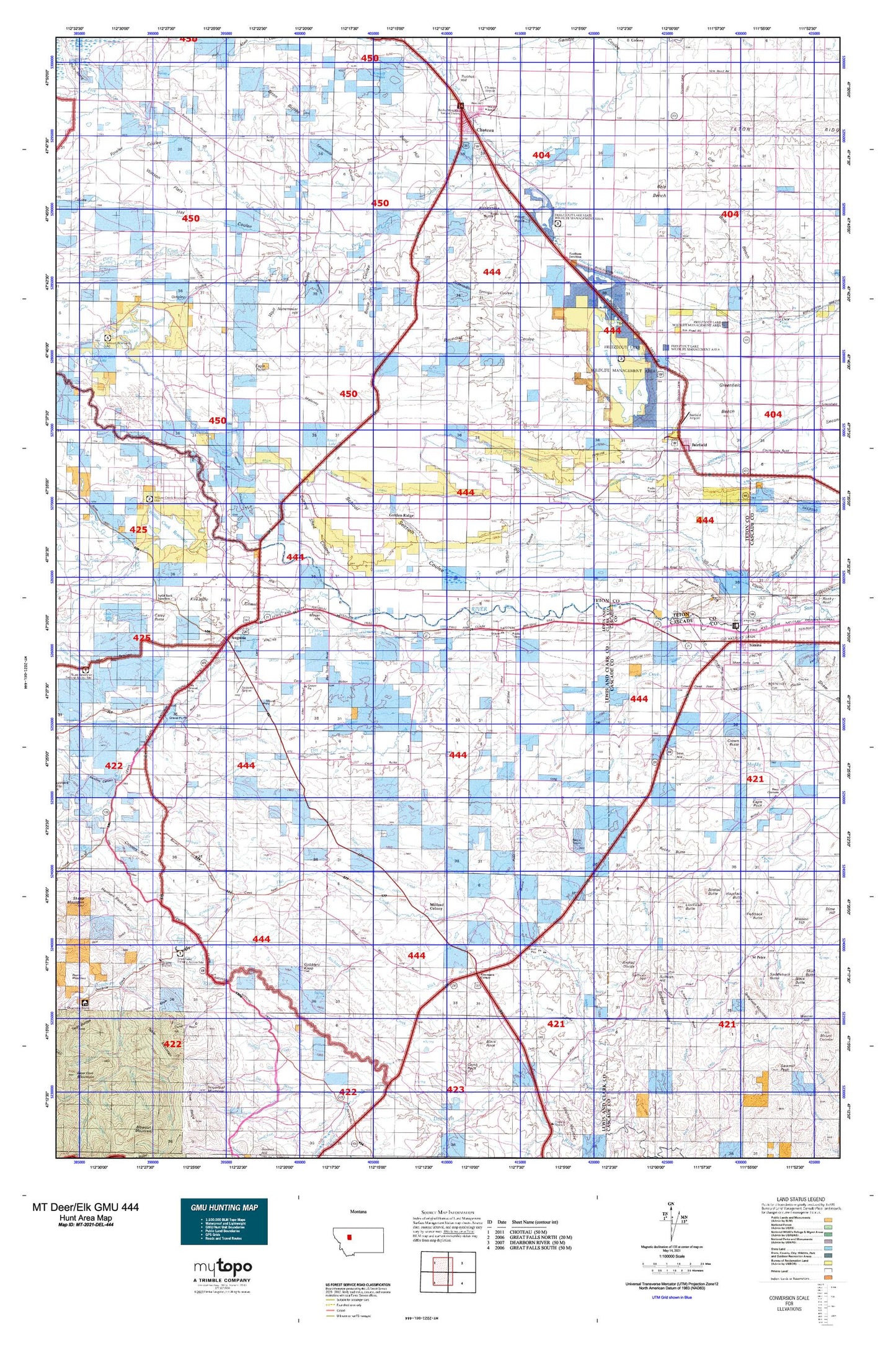 Montana Deer/Elk GMU 444 Map Image