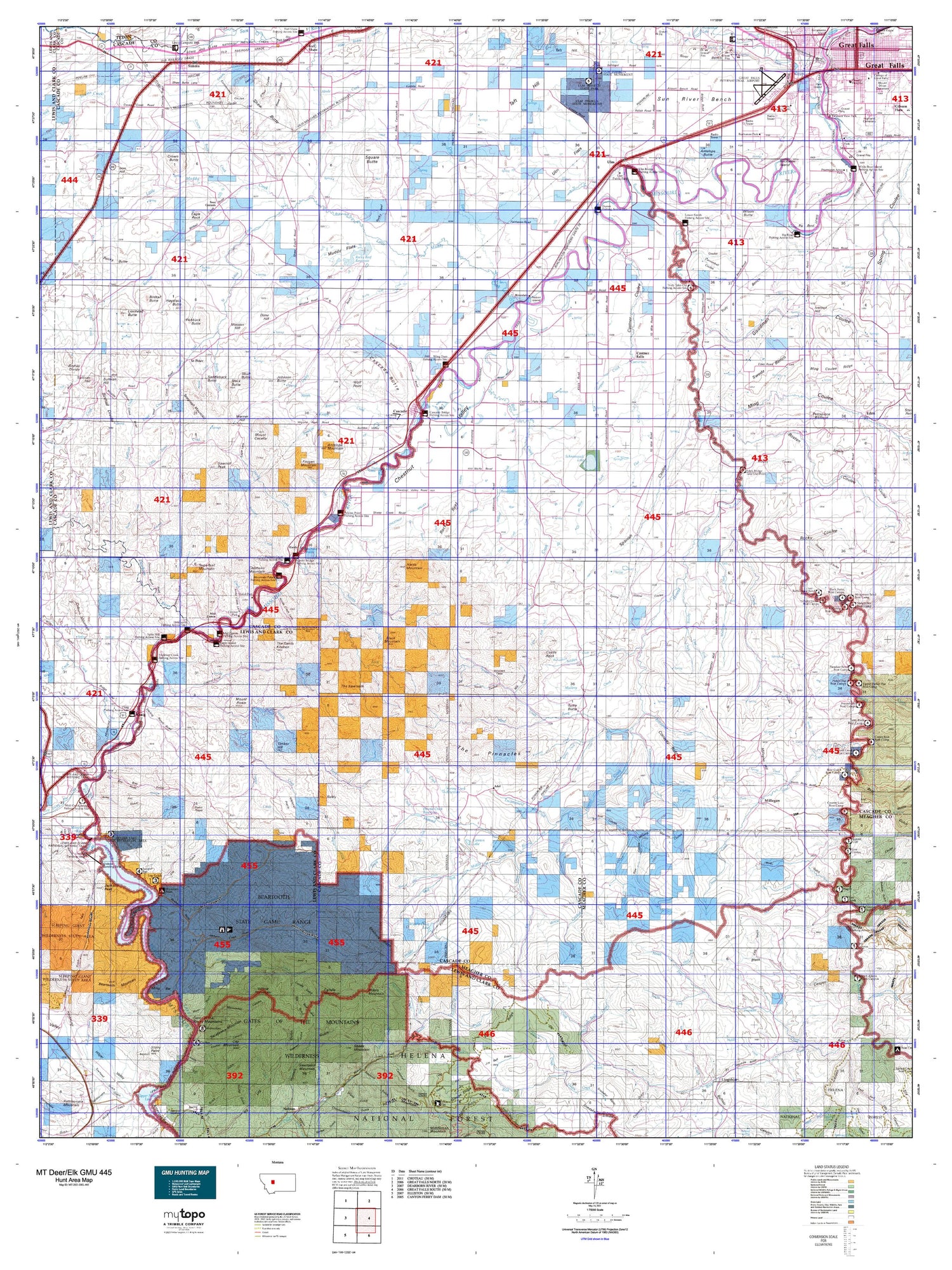 Montana Deer/Elk GMU 445 Map Image