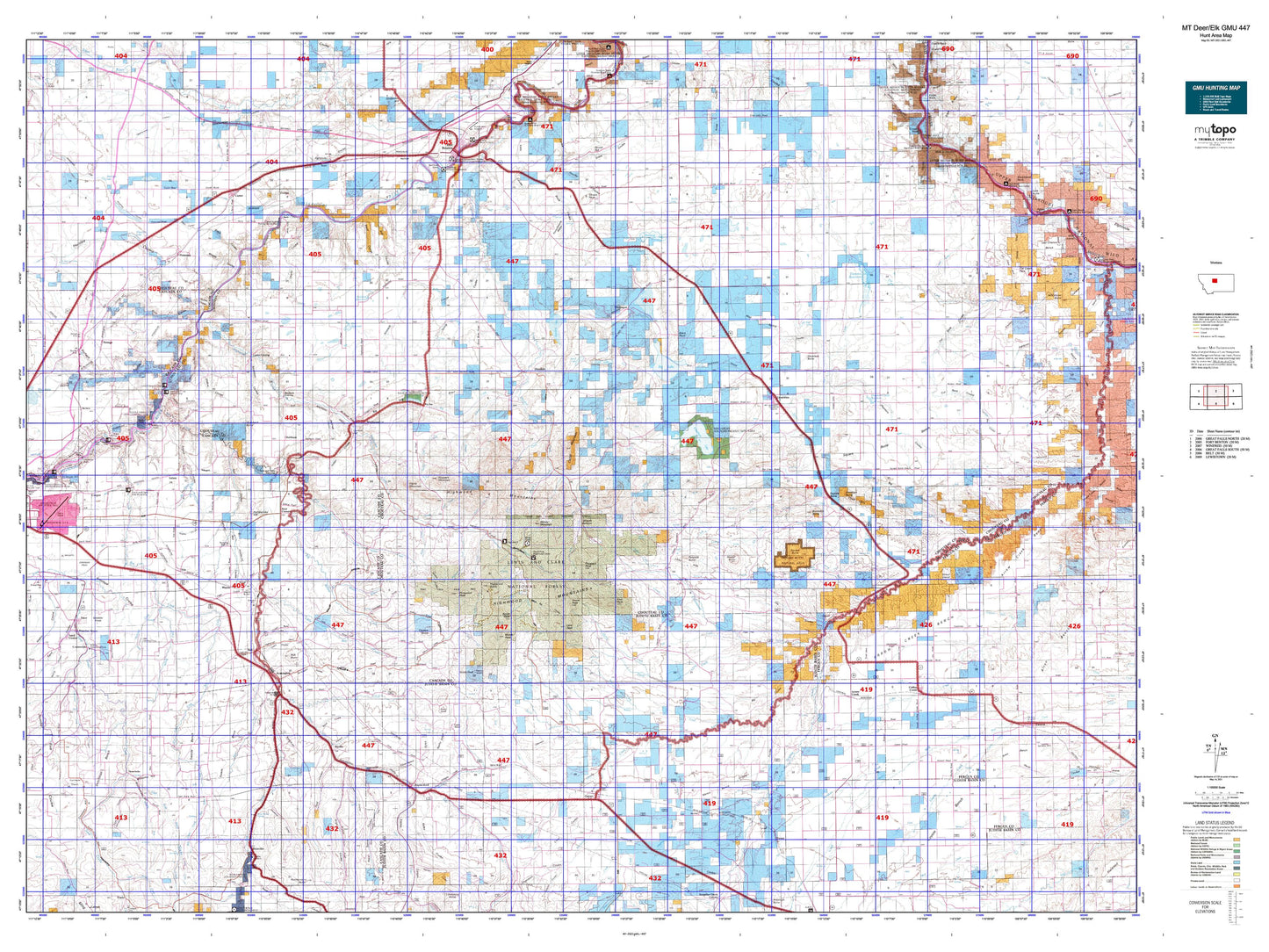 Montana Deer/Elk GMU 447 Map Image
