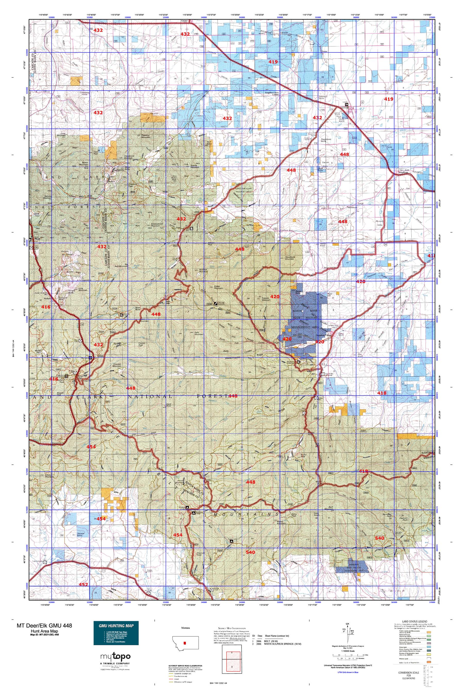 Montana Deer Elk GMU 448 Map MyTopo Map Store