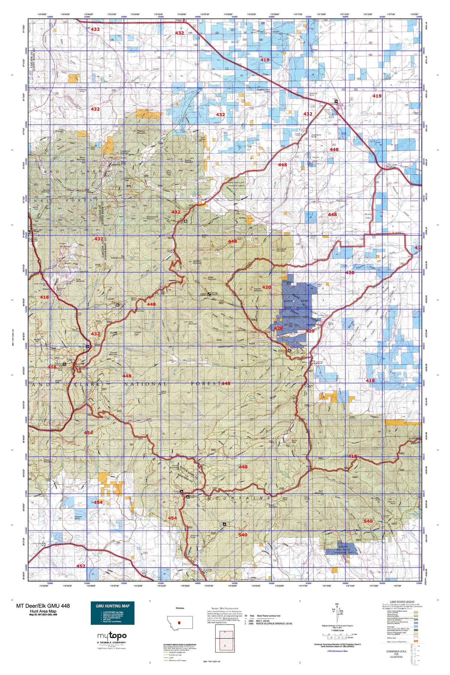 Montana Deer/Elk GMU 448 Map Image