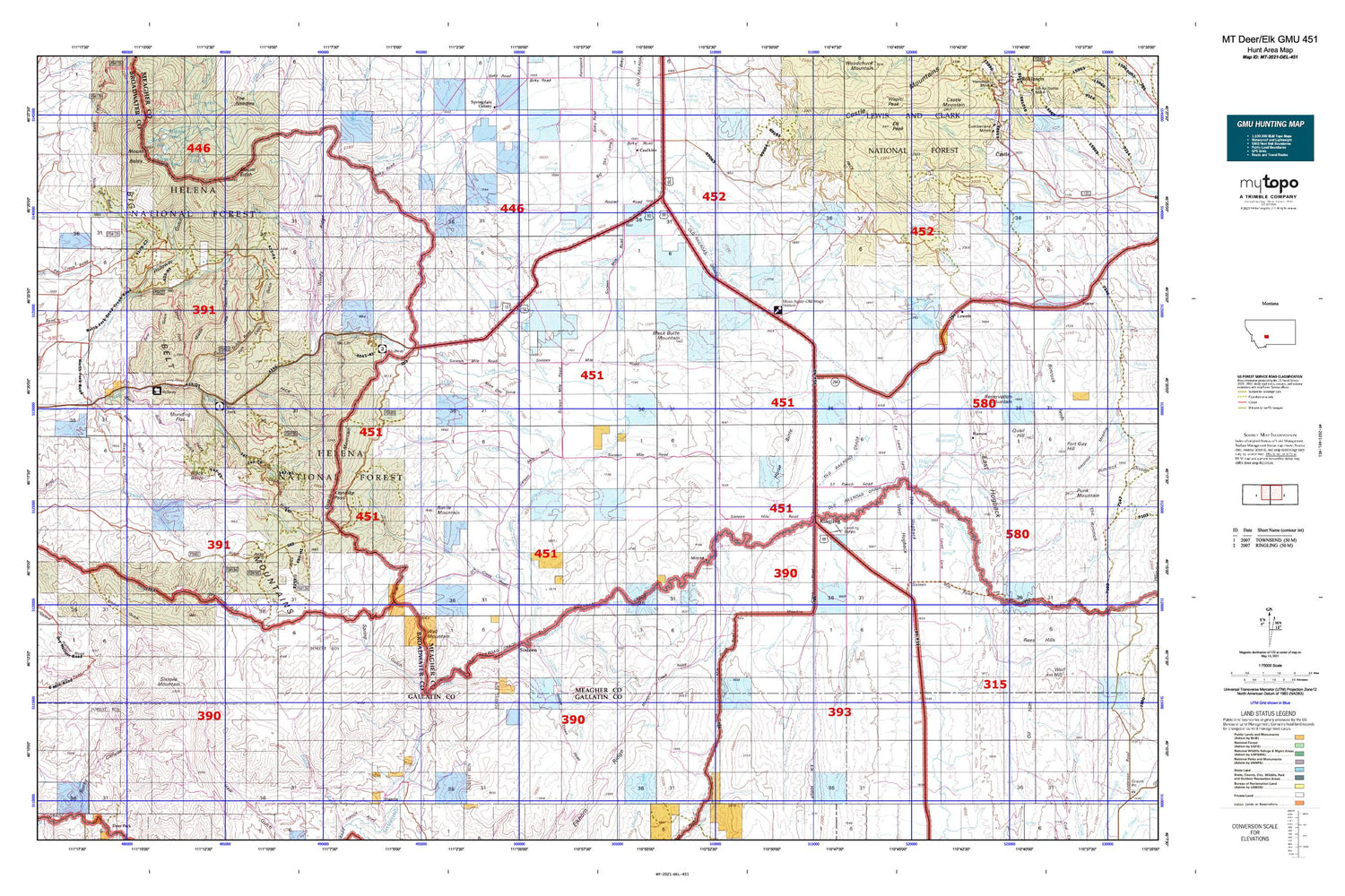 Montana Deer/Elk GMU 451 Map Image