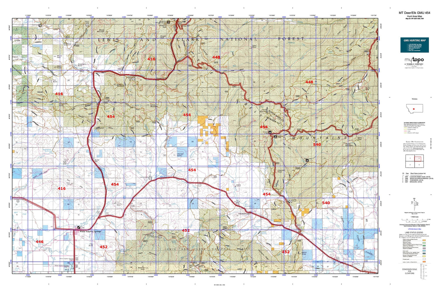 Montana Deer/Elk GMU 454 Map Image