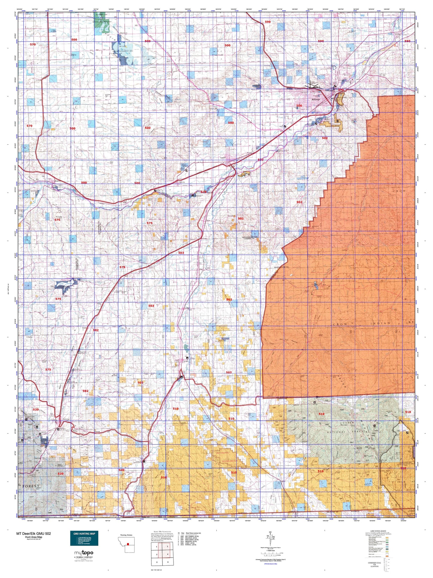 Montana Deer/Elk GMU 502 Map Image