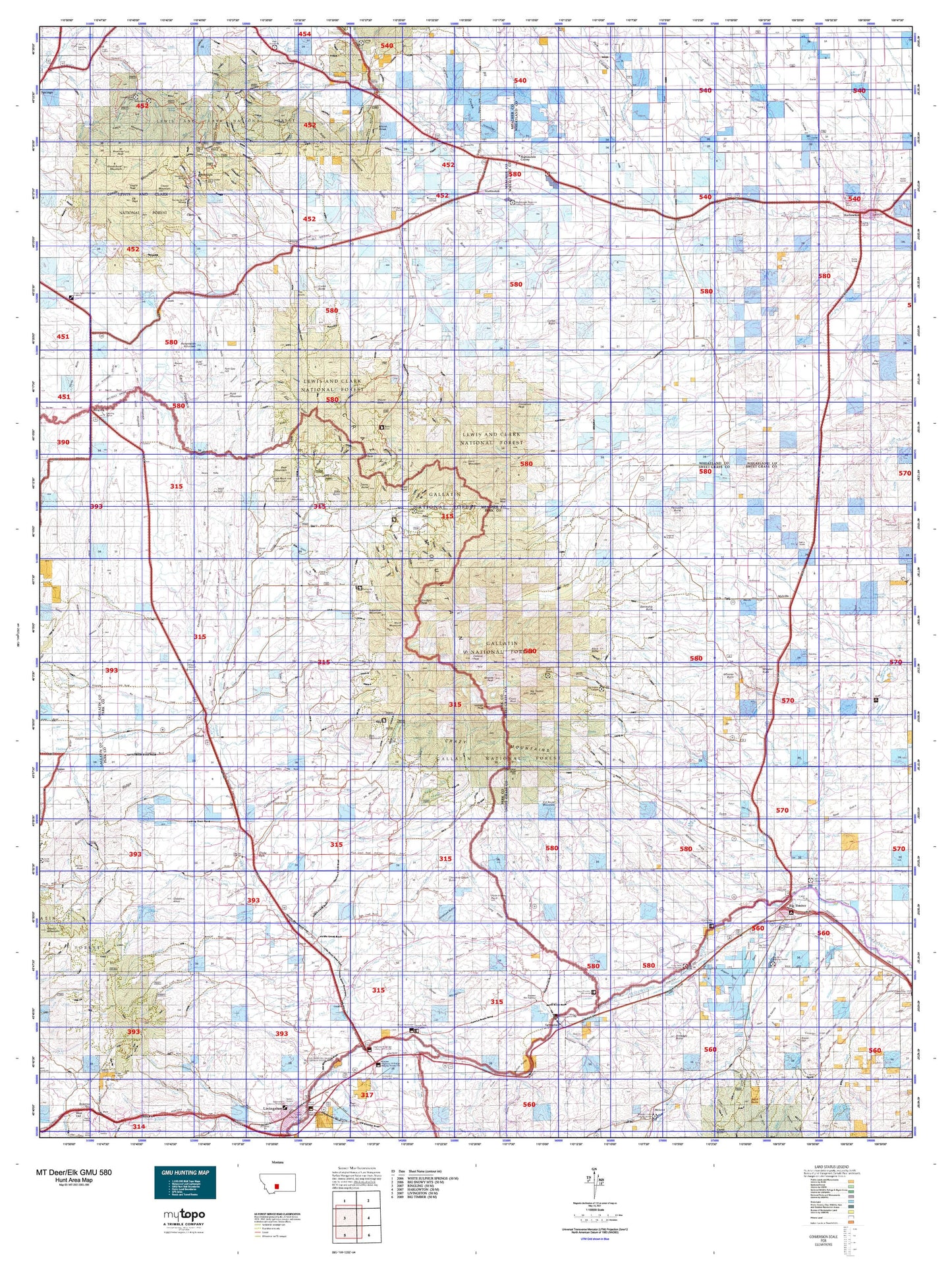 Montana Deer/Elk GMU 580 Map Image