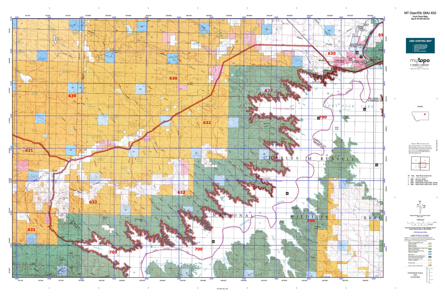 Montana Deer/Elk GMU 632 Map Image