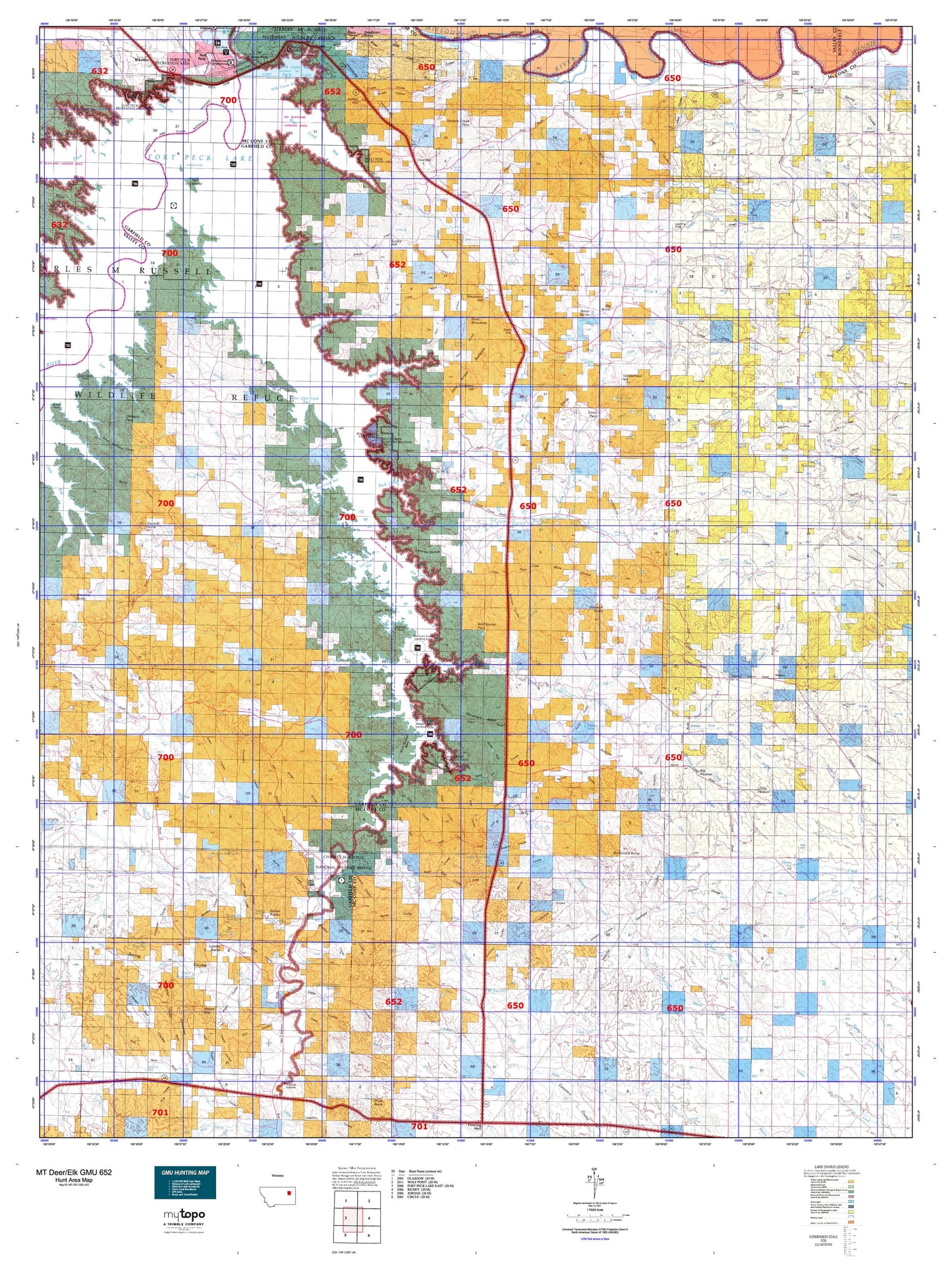 Montana Deer/Elk GMU 652 Map Image