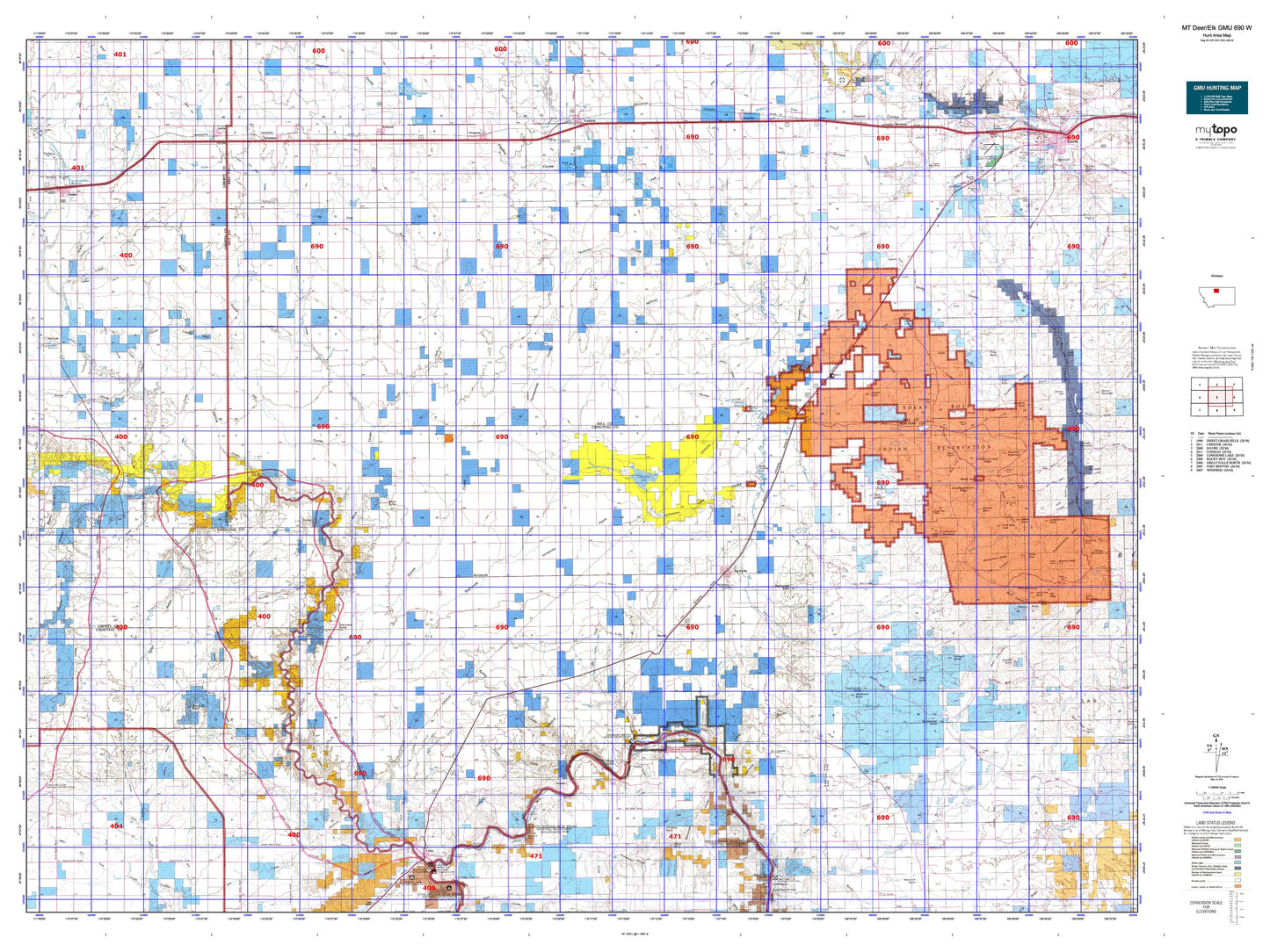 Montana Deer/Elk GMU 690 W Map Image