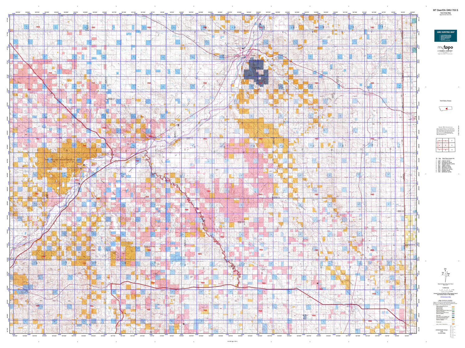 Montana Deer/Elk GMU 703 S Map Image