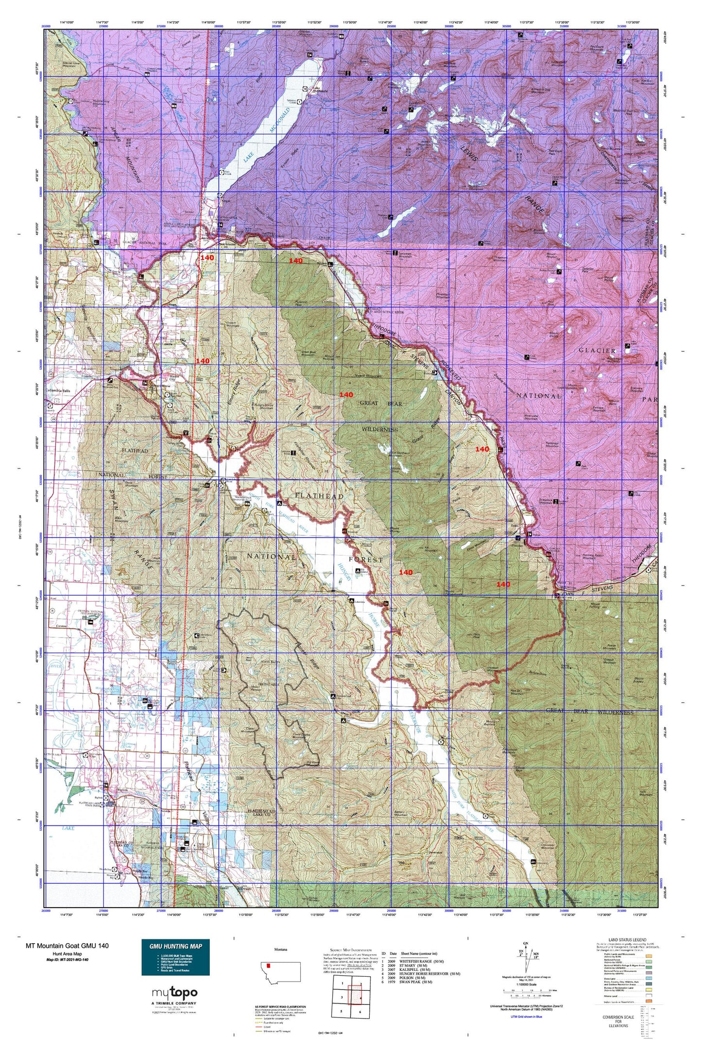 Montana Mountain Goat GMU 140 Map Image