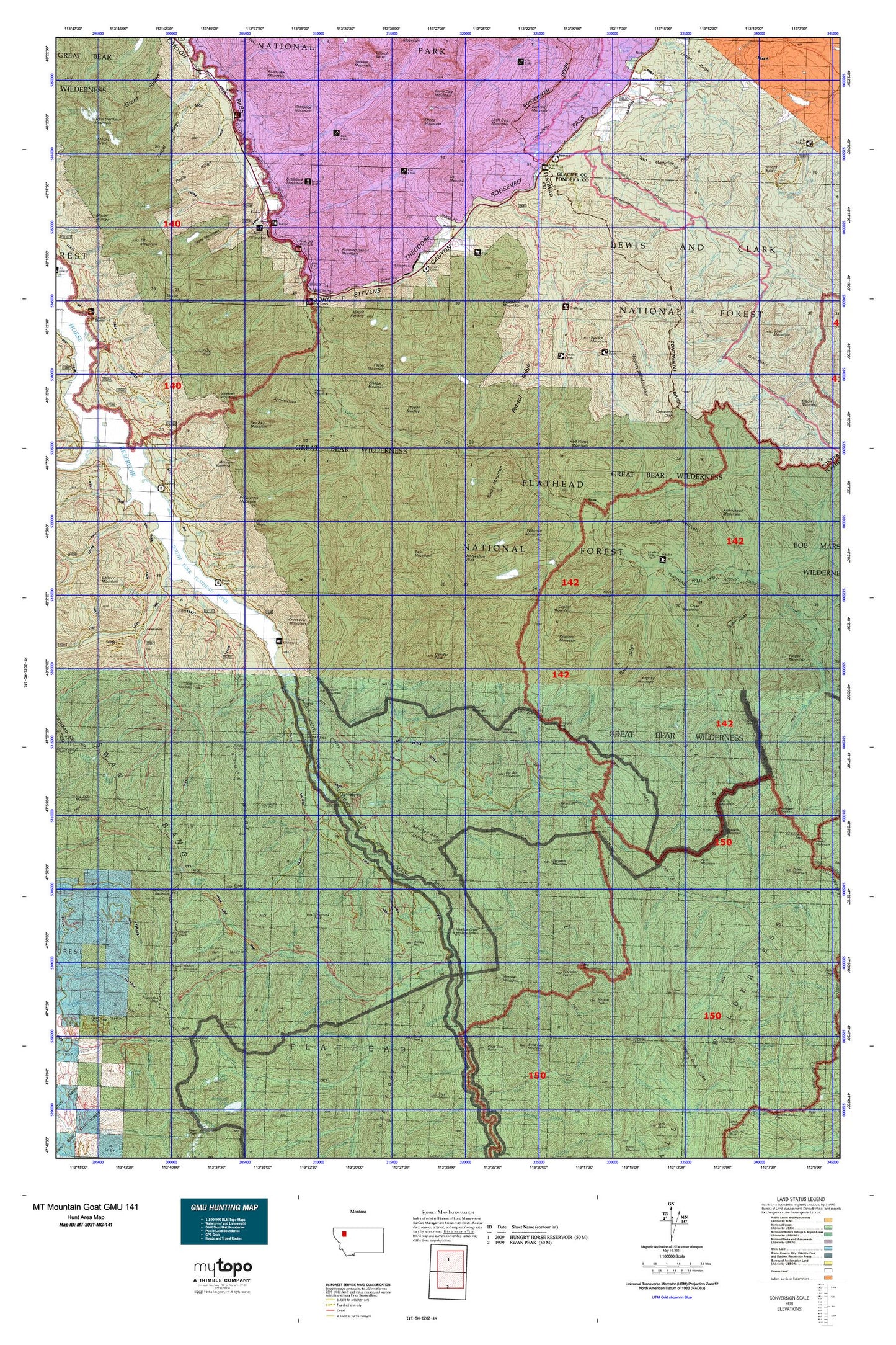 Montana Mountain Goat GMU 141 Map Image