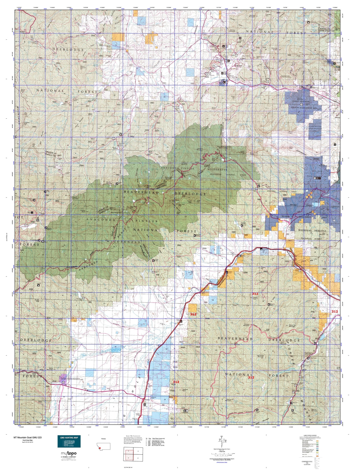 Montana Mountain Goat GMU 223 Map Image