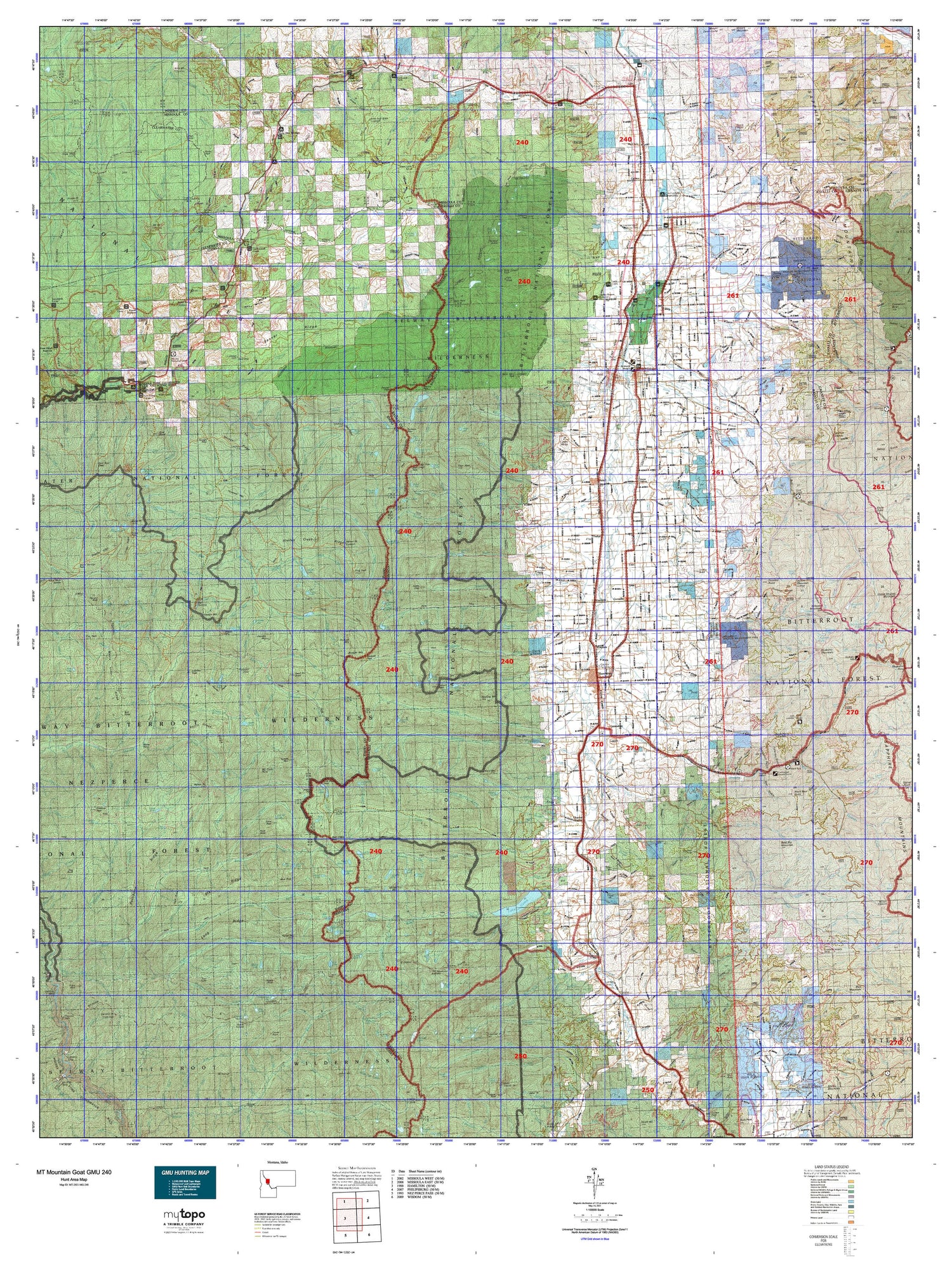 Montana Mountain Goat GMU 240 Map Image
