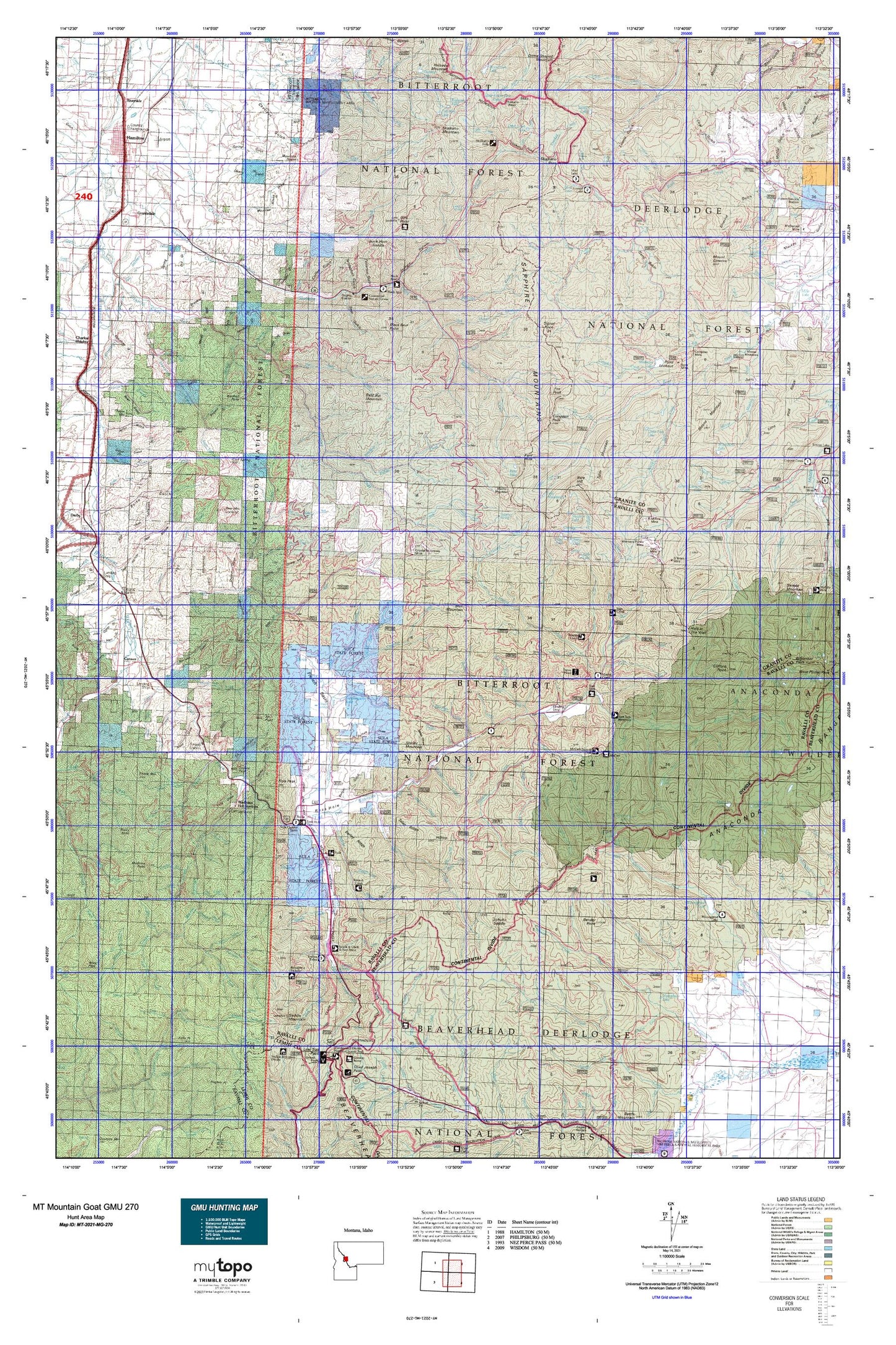 Montana Mountain Goat GMU 270 Map Image