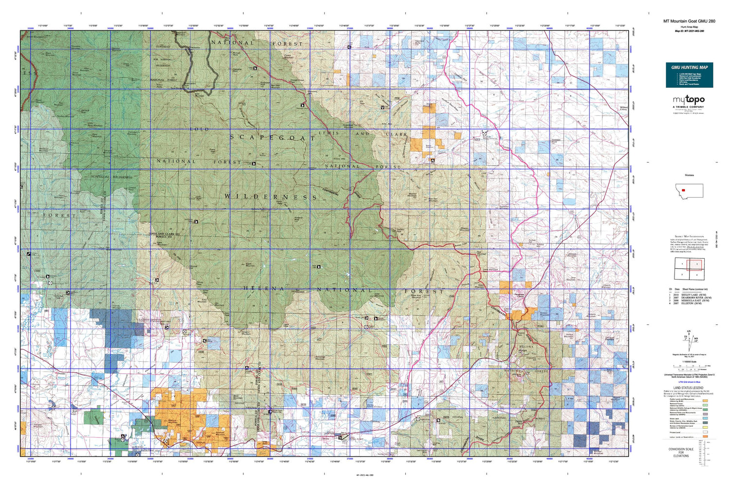 Montana Mountain Goat GMU 280 Map Image