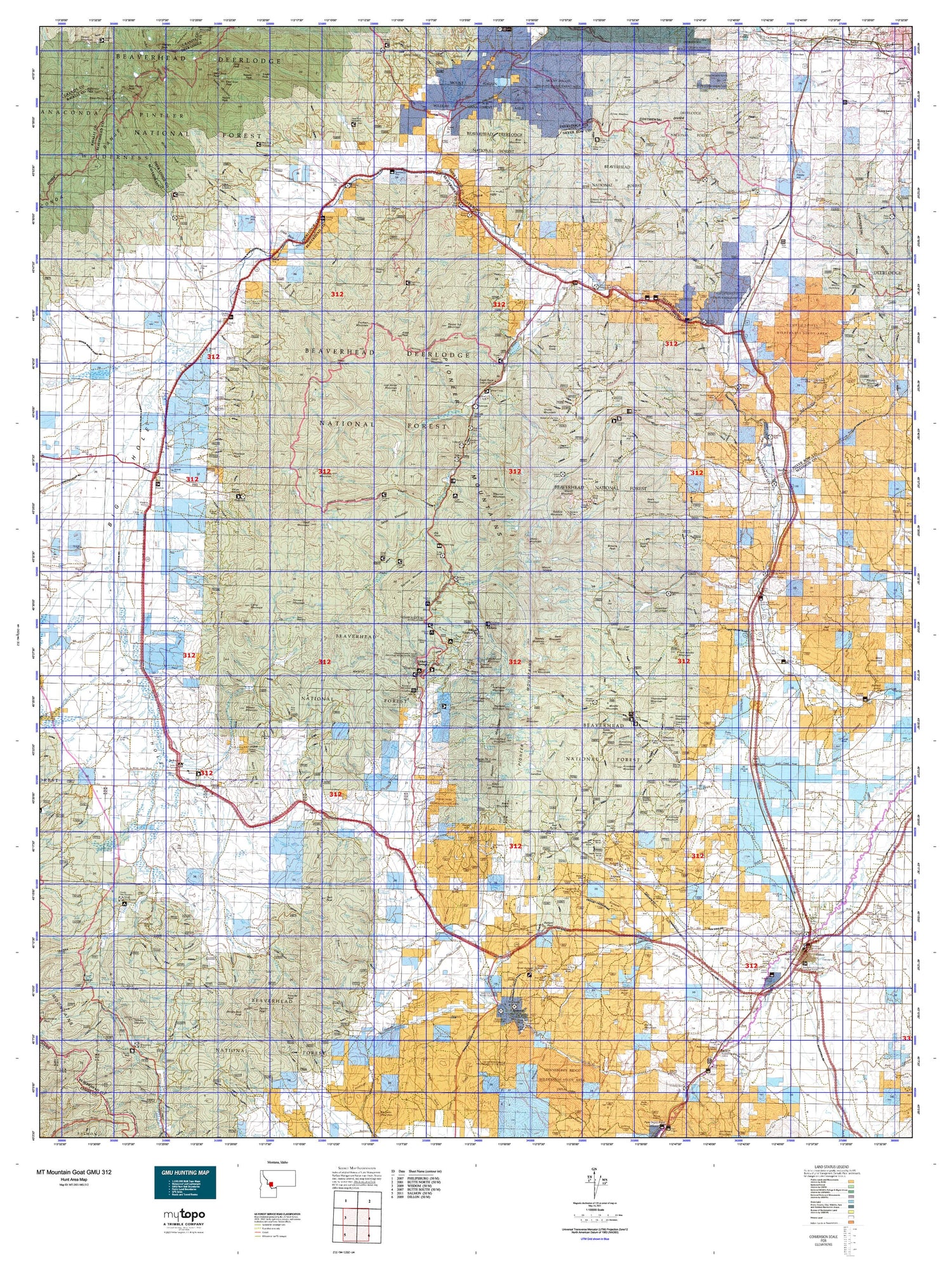 Montana Mountain Goat GMU 312 Map Image