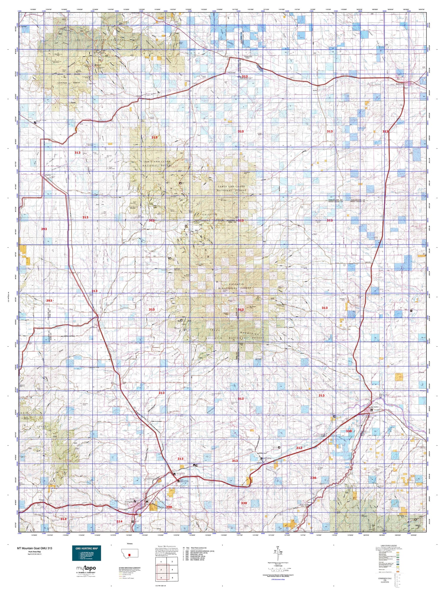 Montana Mountain Goat GMU 313 Map Image