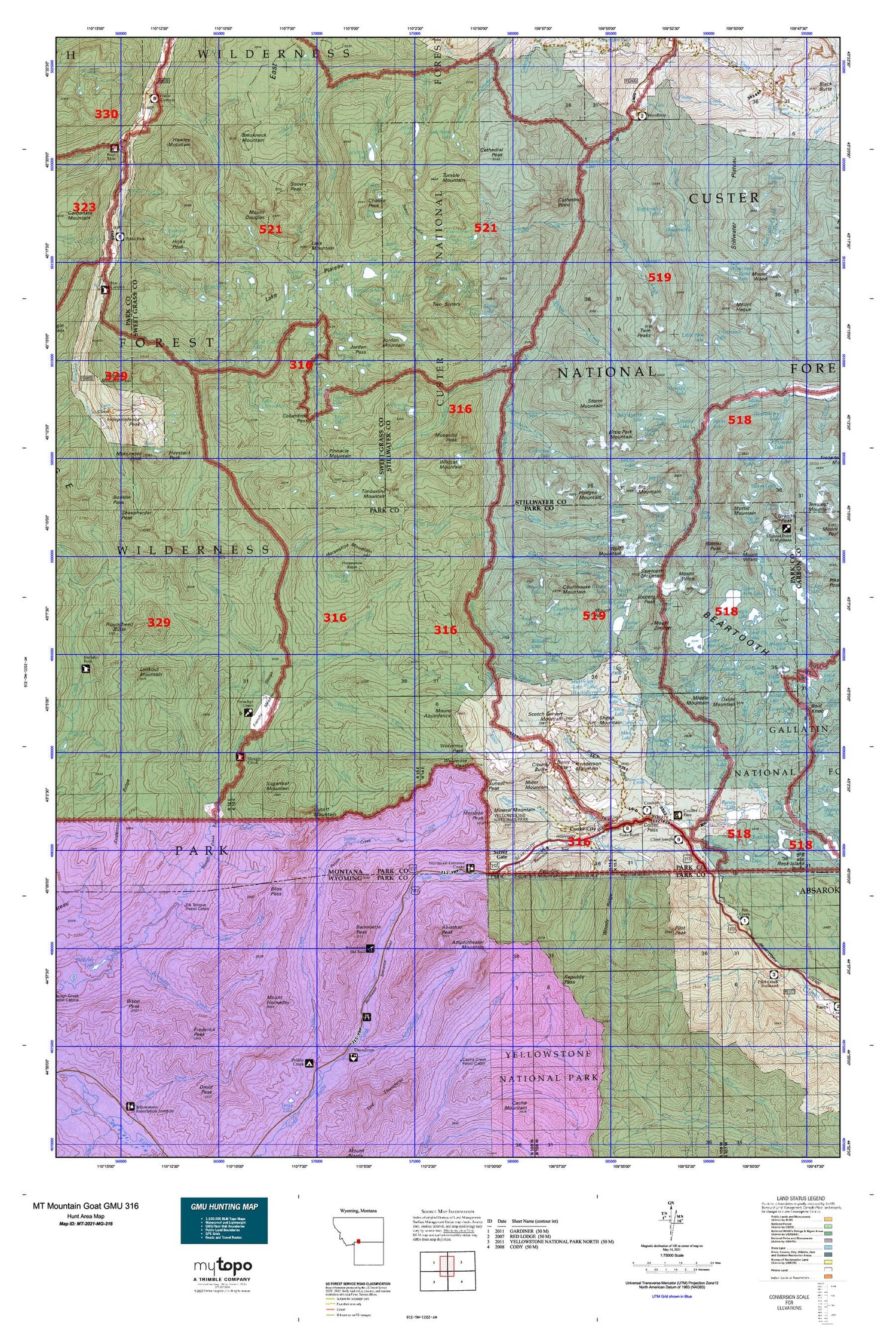 Montana Mountain Goat GMU 316 Map Image