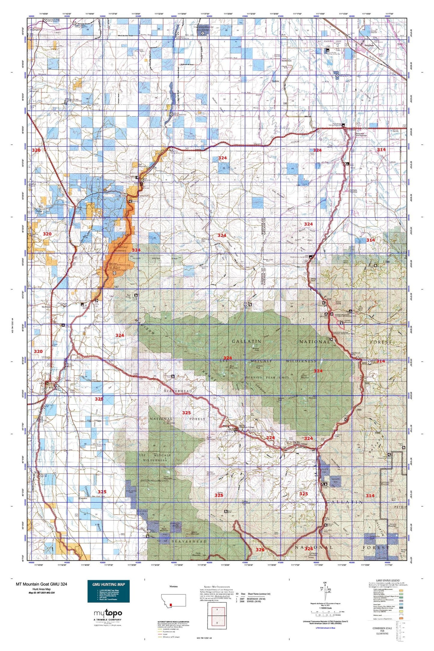 Montana Mountain Goat GMU 324 Map Image
