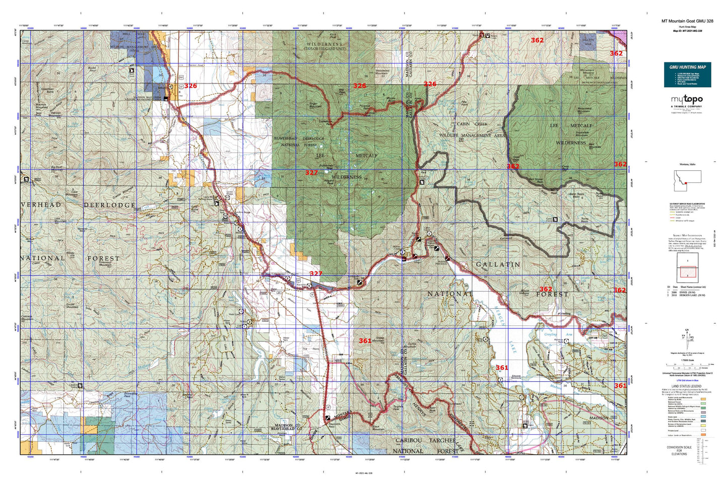 Montana Mountain Goat GMU 328 Map Image