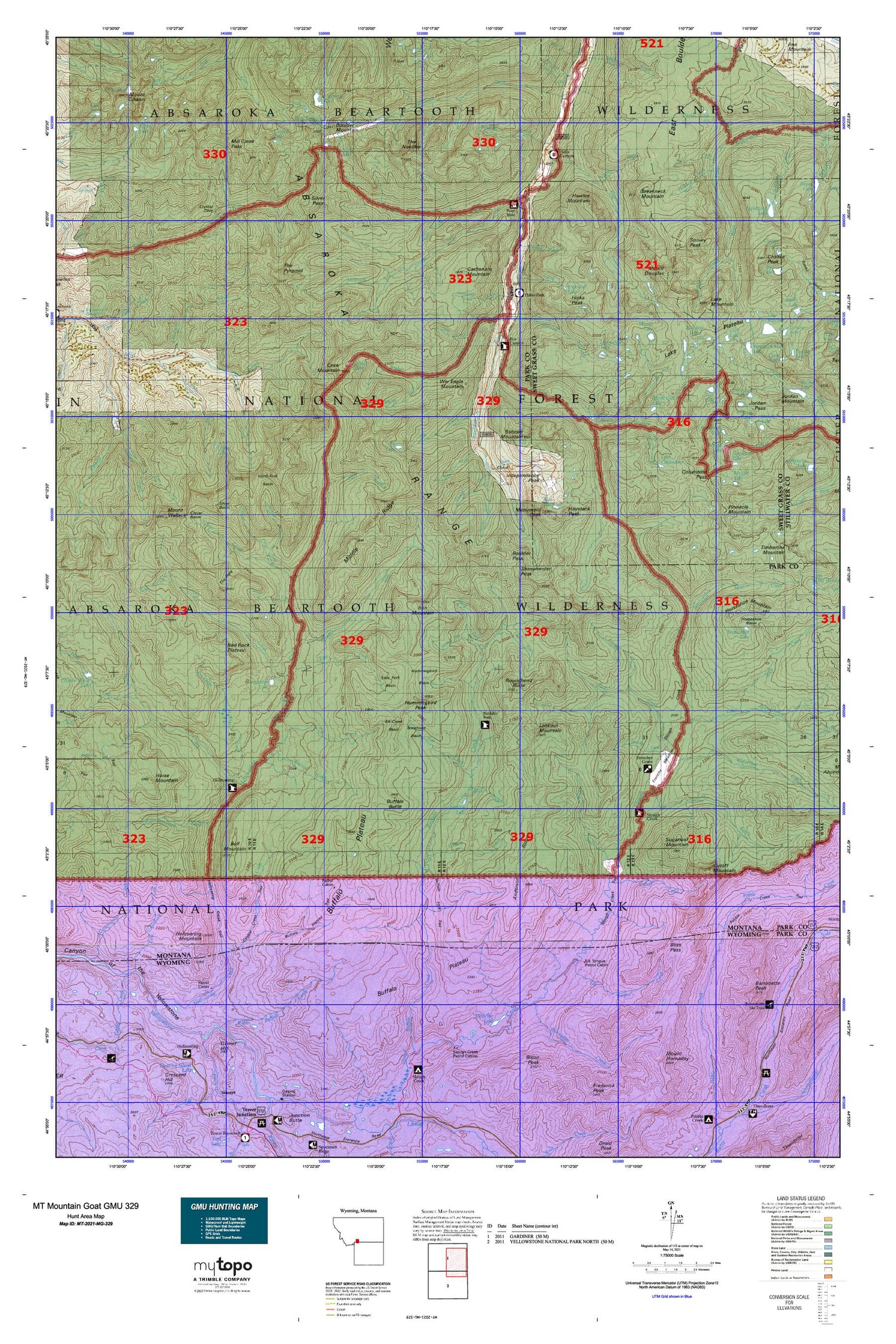 Montana Mountain Goat GMU 329 Map Image