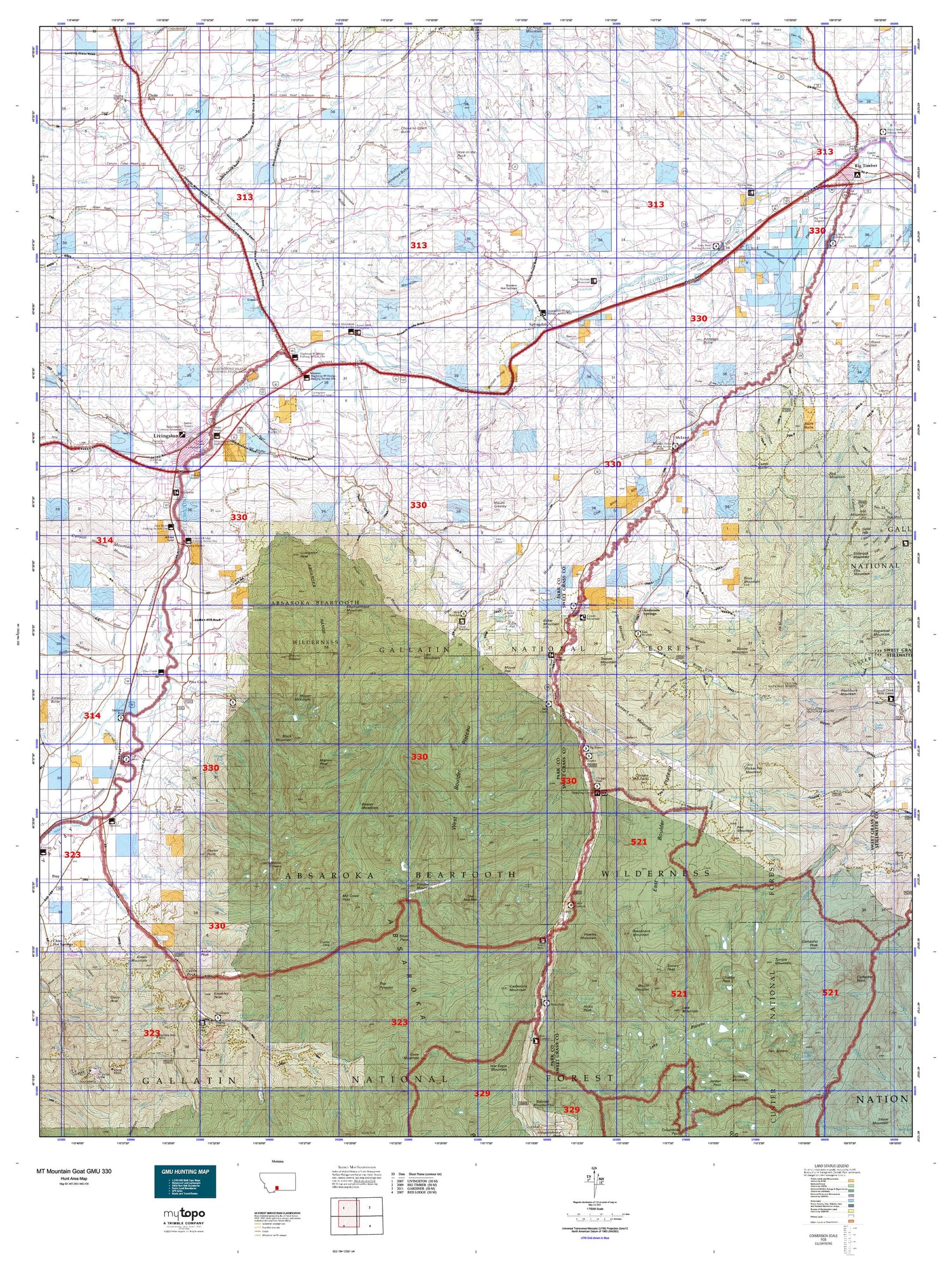 Montana Mountain Goat GMU 330 Map Image
