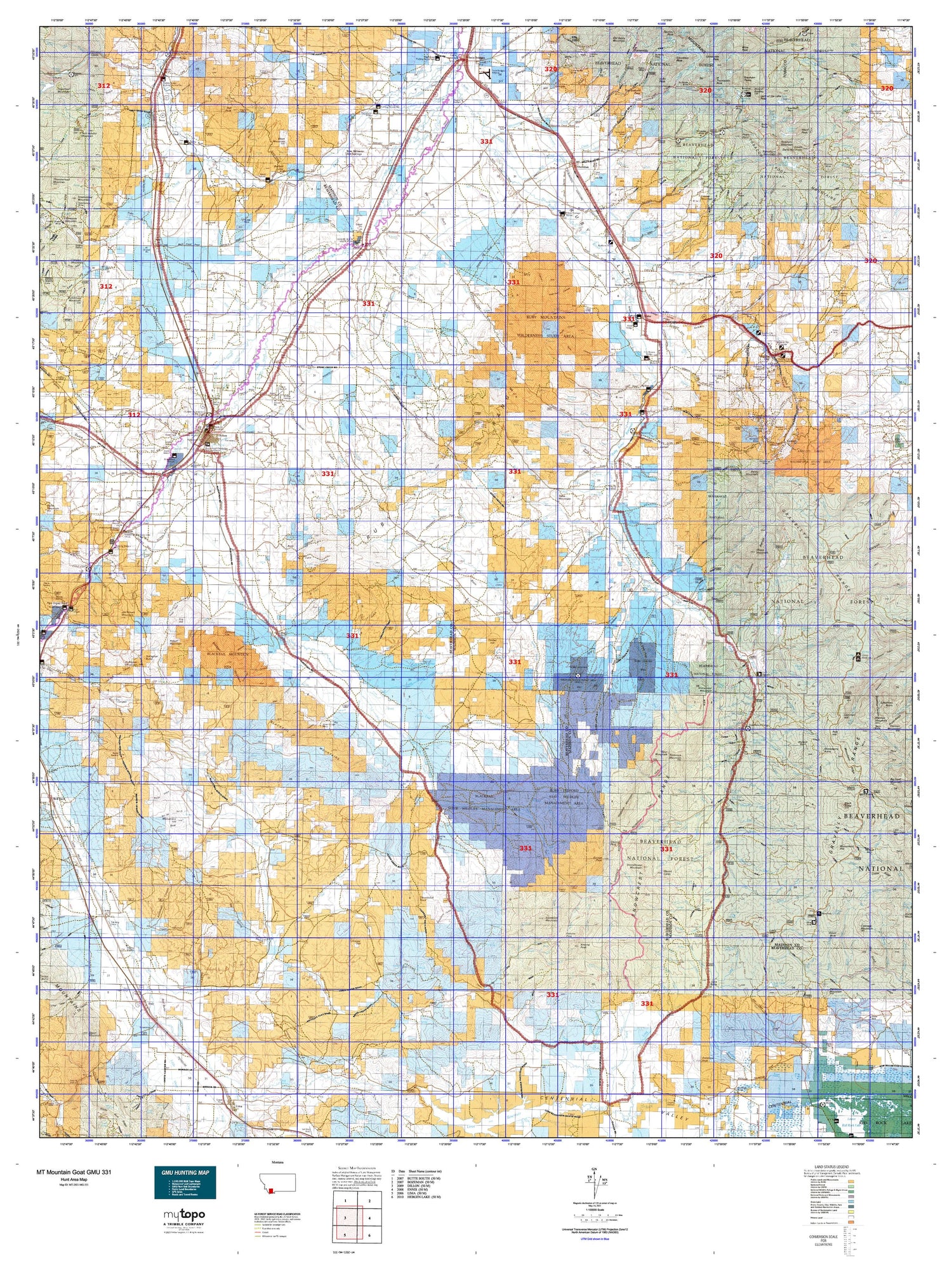 Montana Mountain Goat GMU 331 Map Image