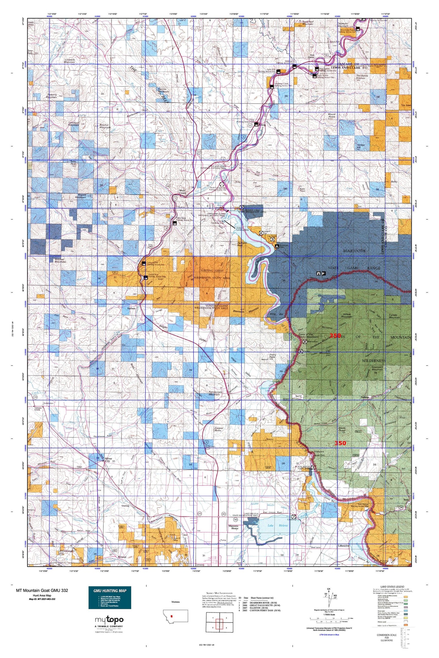 Montana Mountain Goat GMU 332 Map Image