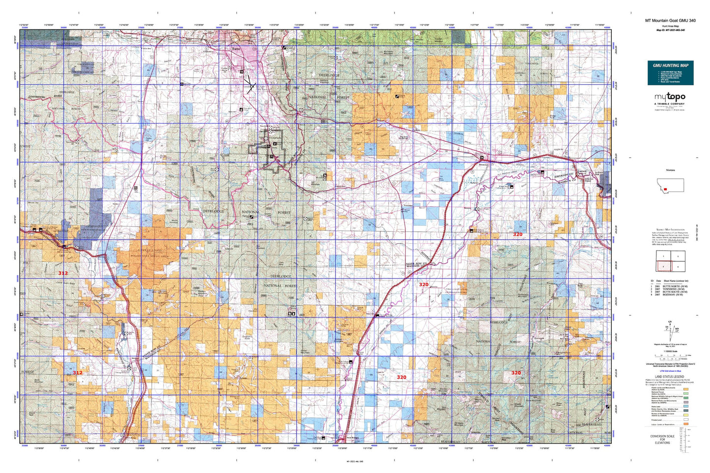 Montana Mountain Goat GMU 340 Map Image