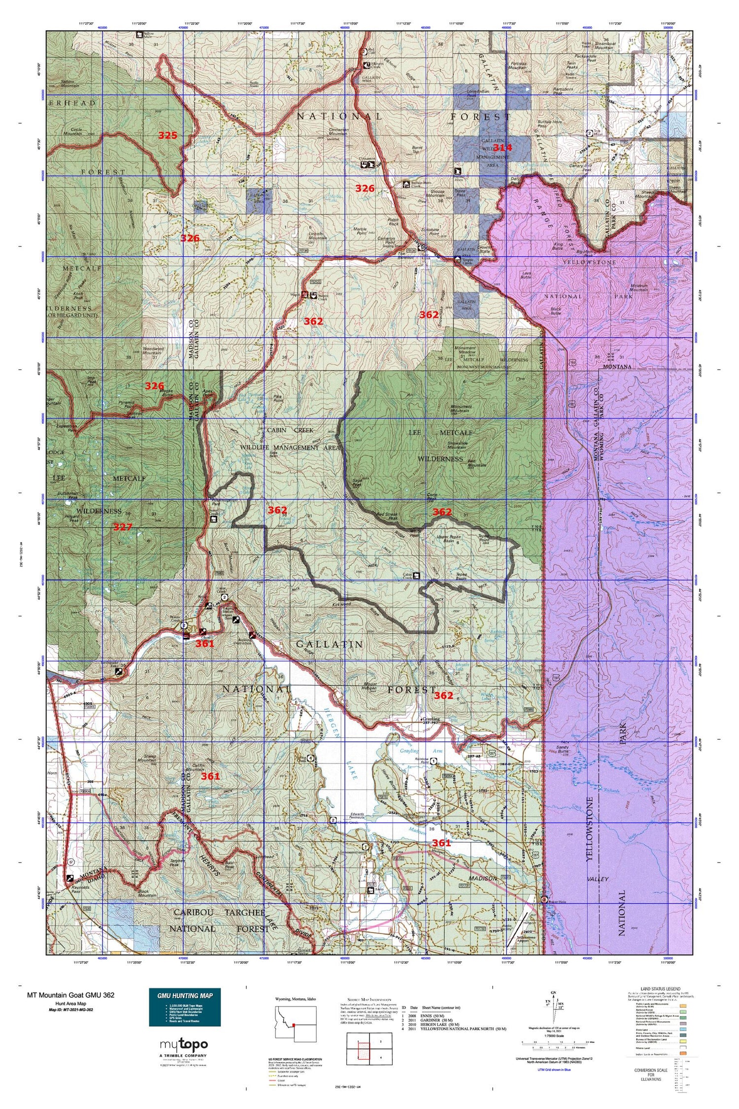 Montana Mountain Goat GMU 362 Map Image