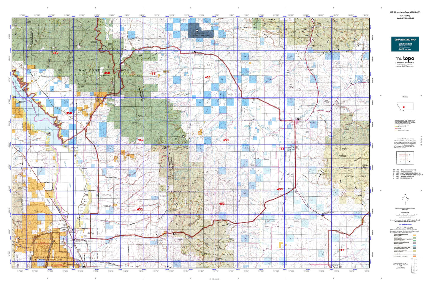 Montana Mountain Goat GMU 453 Map Image