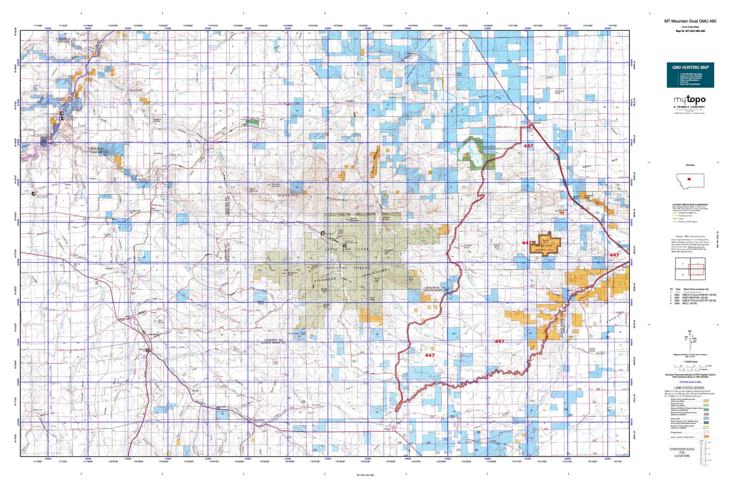 Montana Mountain Goat GMU 460 Map Image