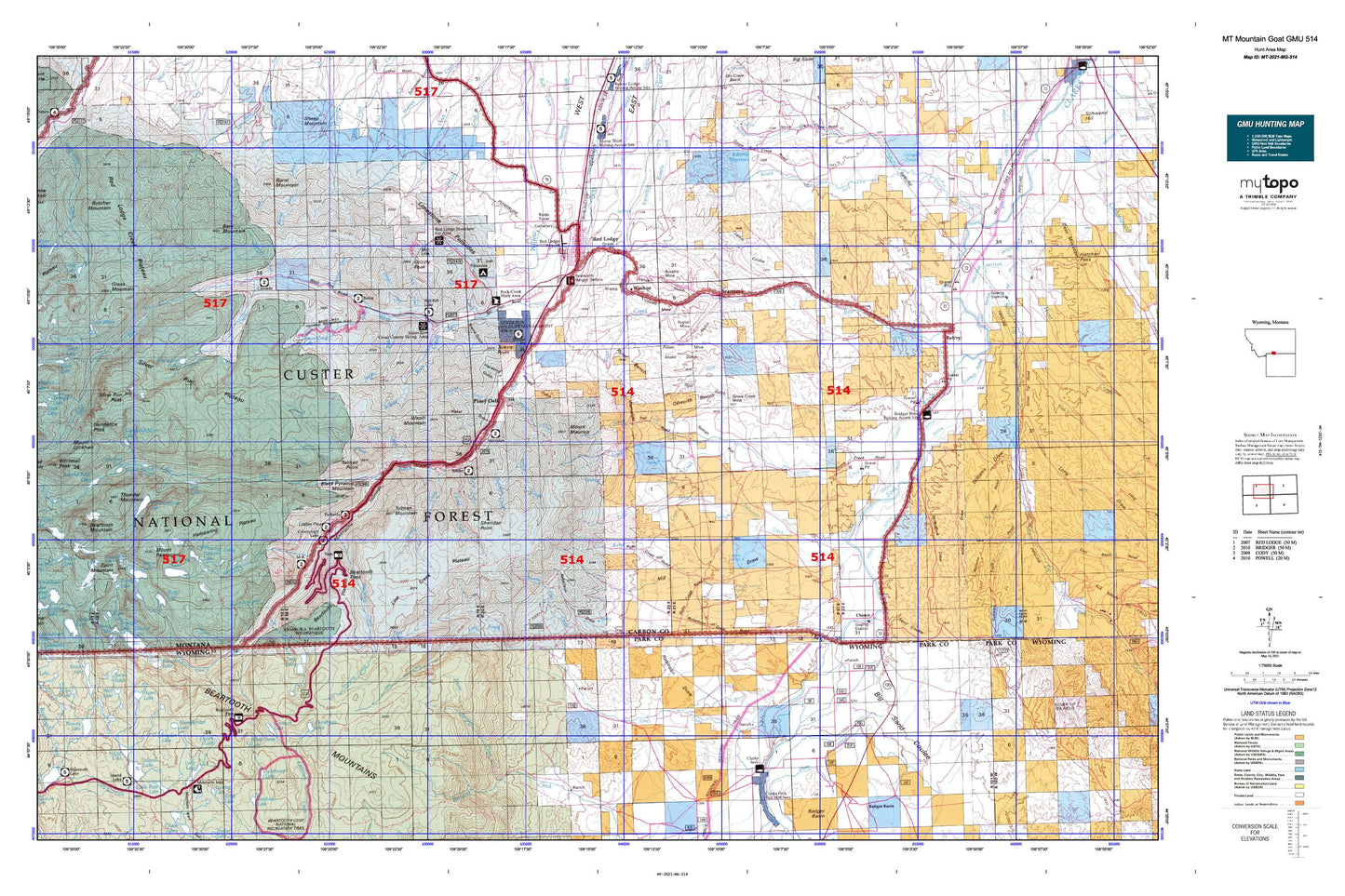 Montana Mountain Goat GMU 514 Map Image