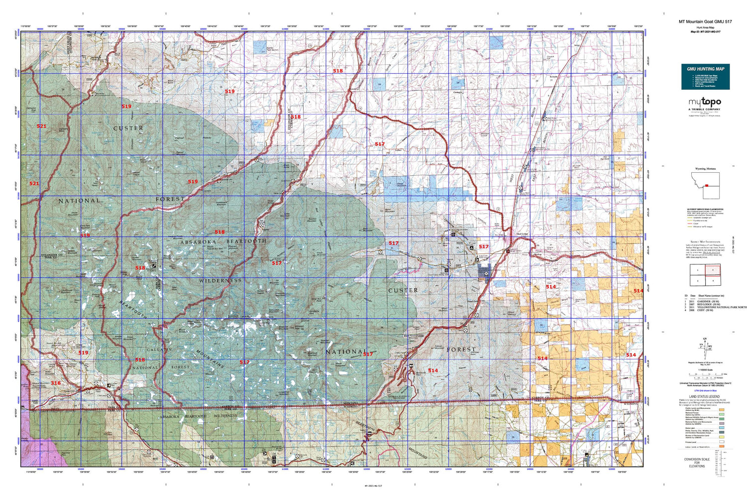 Montana Mountain Goat GMU 517 Map Image