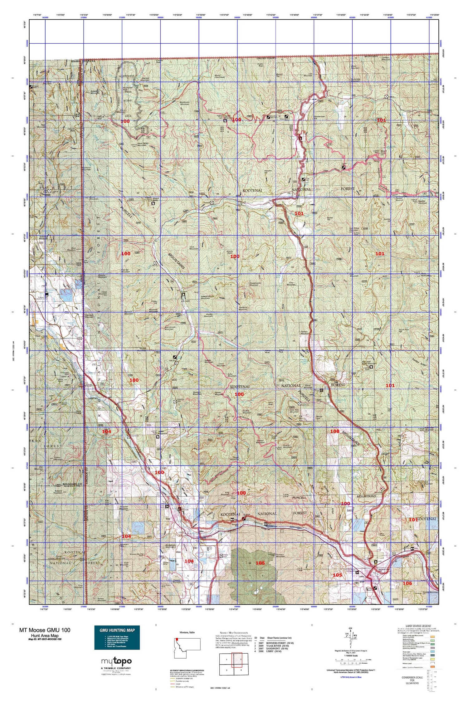 Montana Moose GMU 100 Map Image