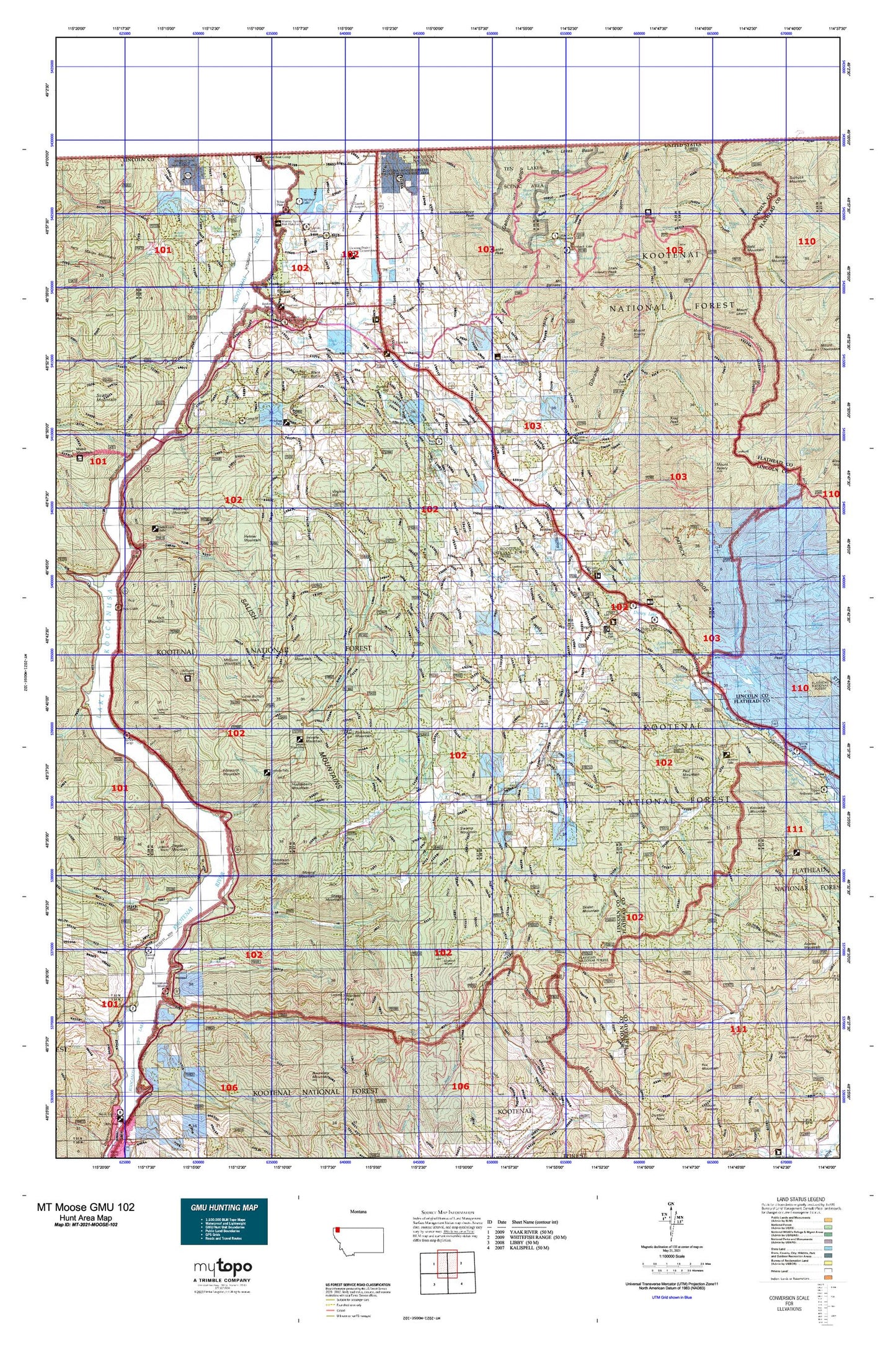 Montana Moose GMU 102 Map Image