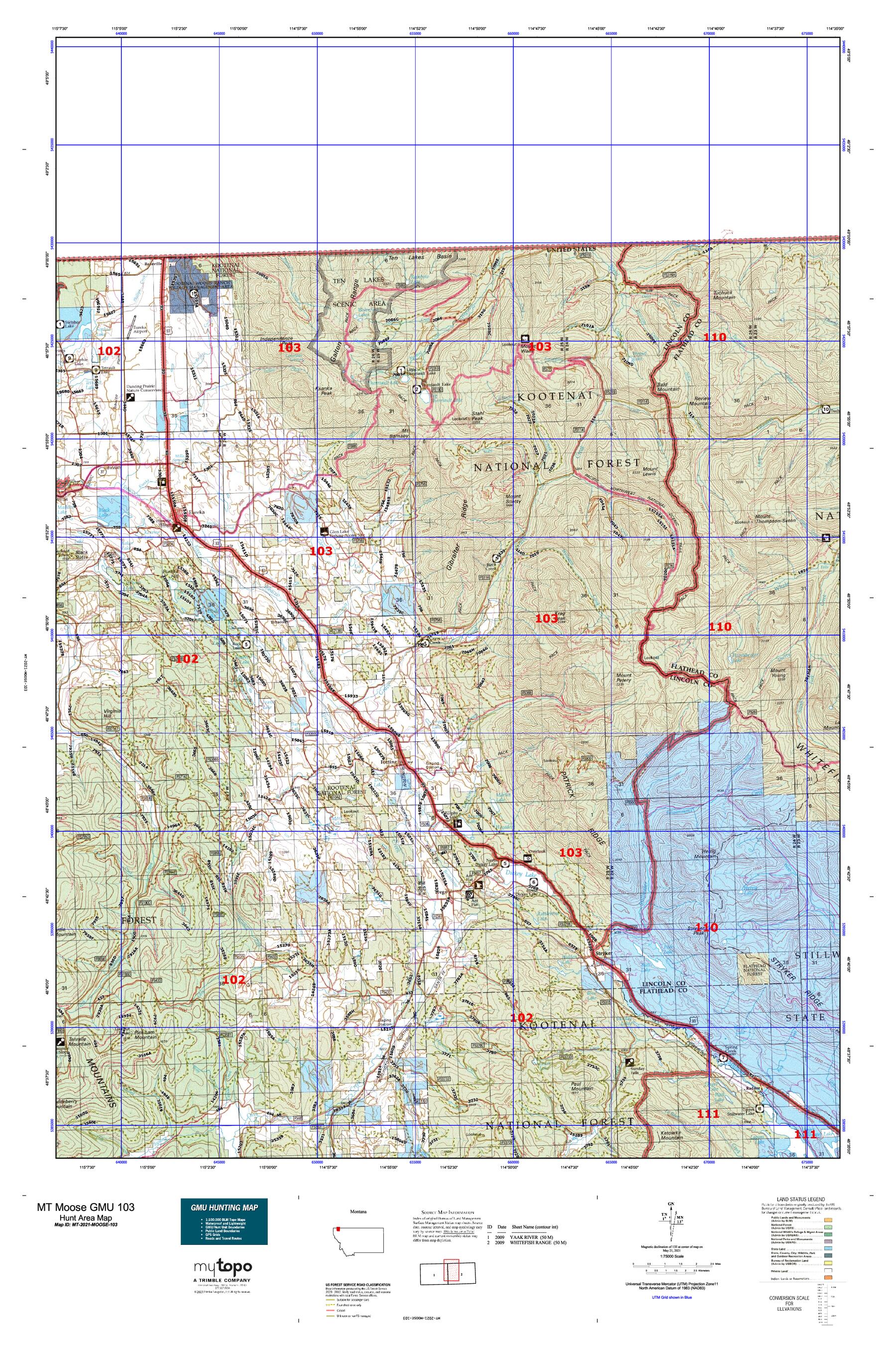 Montana Moose GMU 103 Map – MyTopo Map Store