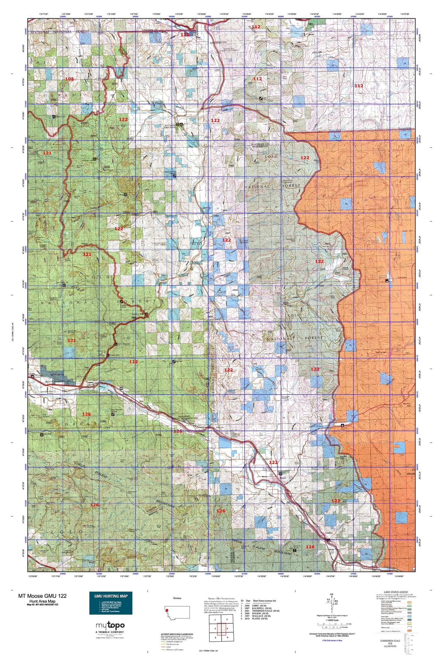 Montana Moose GMU 122 Map Image