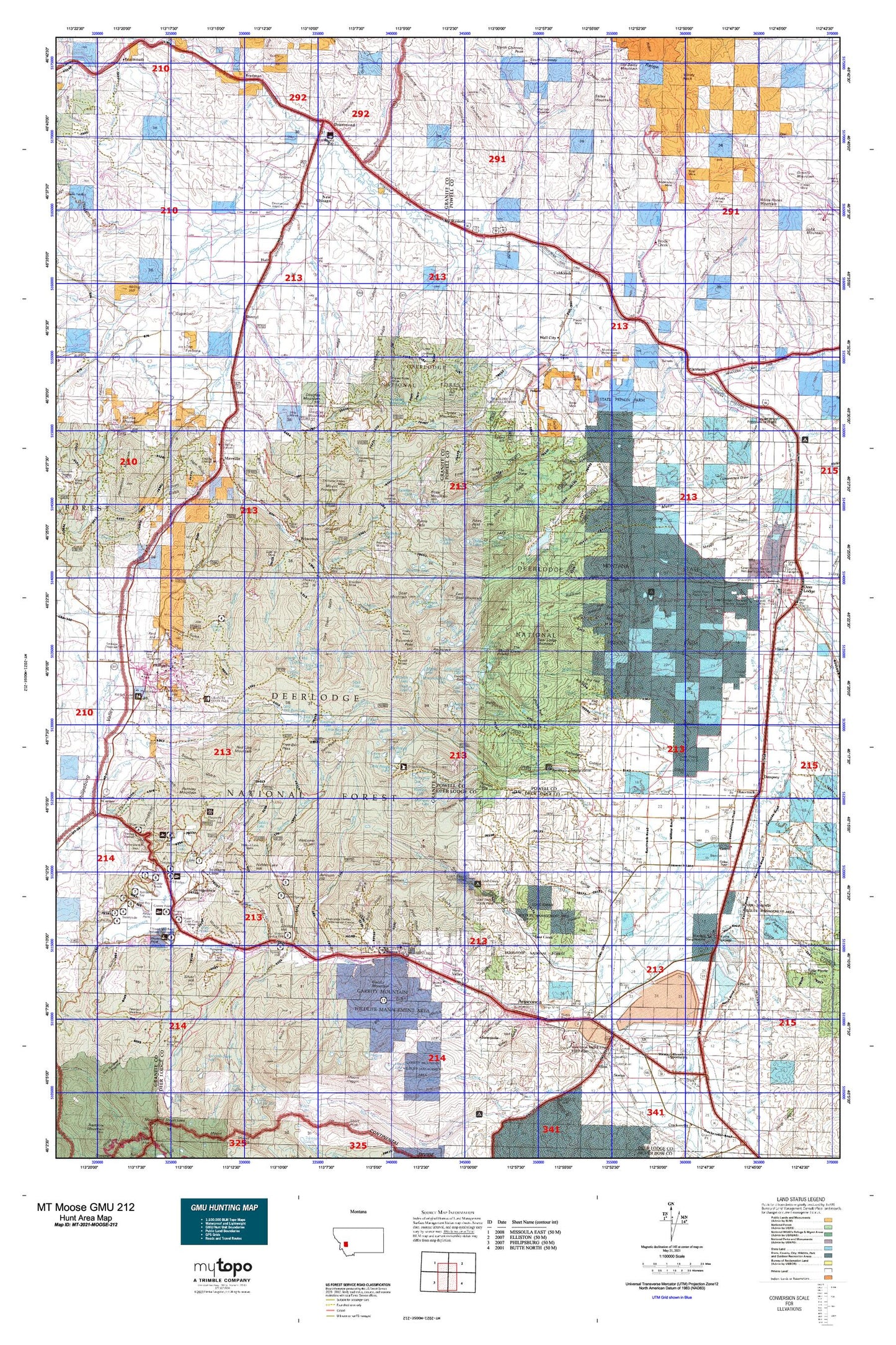 Montana Moose GMU 212 Map Image