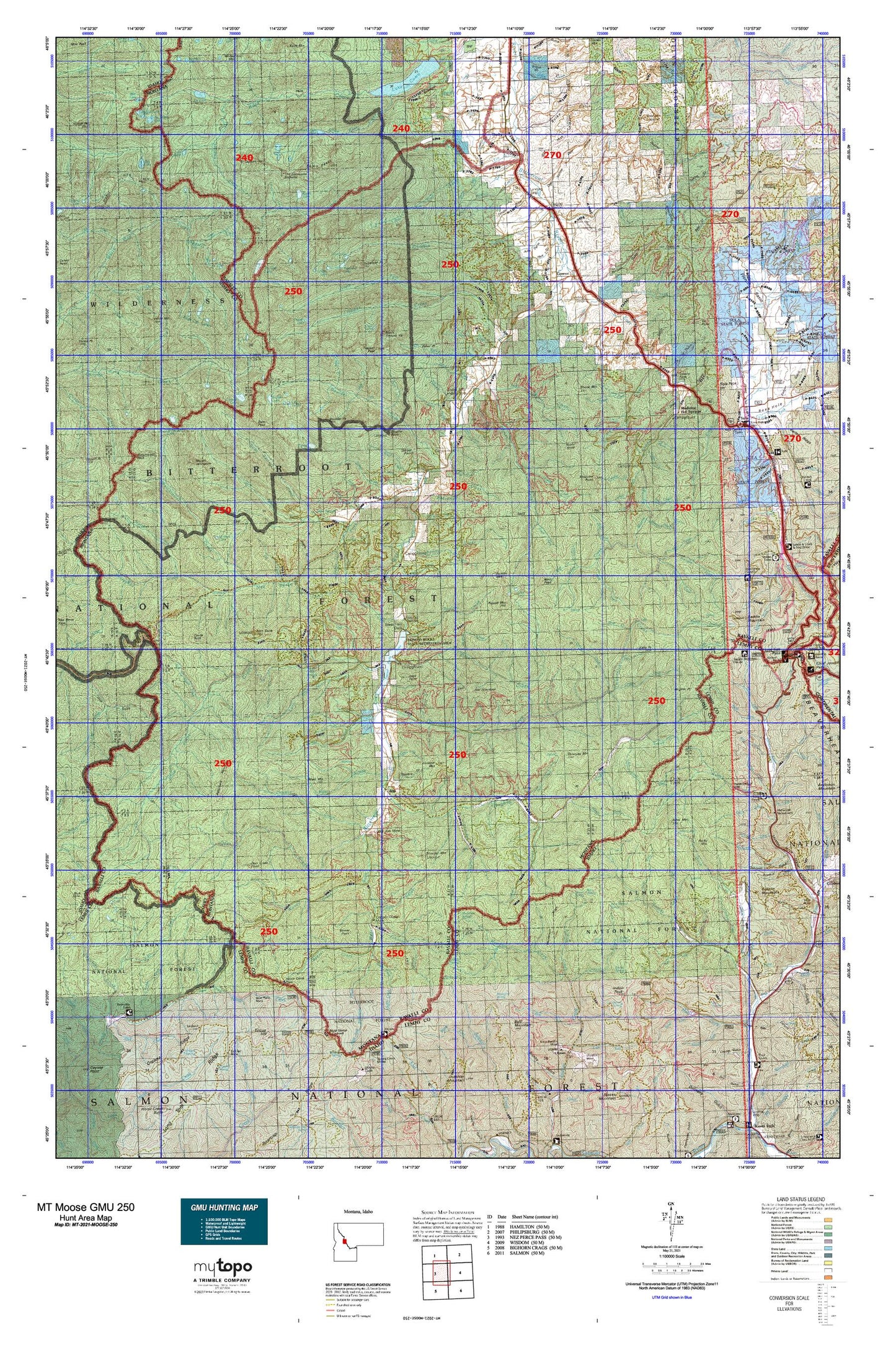 Montana Moose GMU 250 Map Image