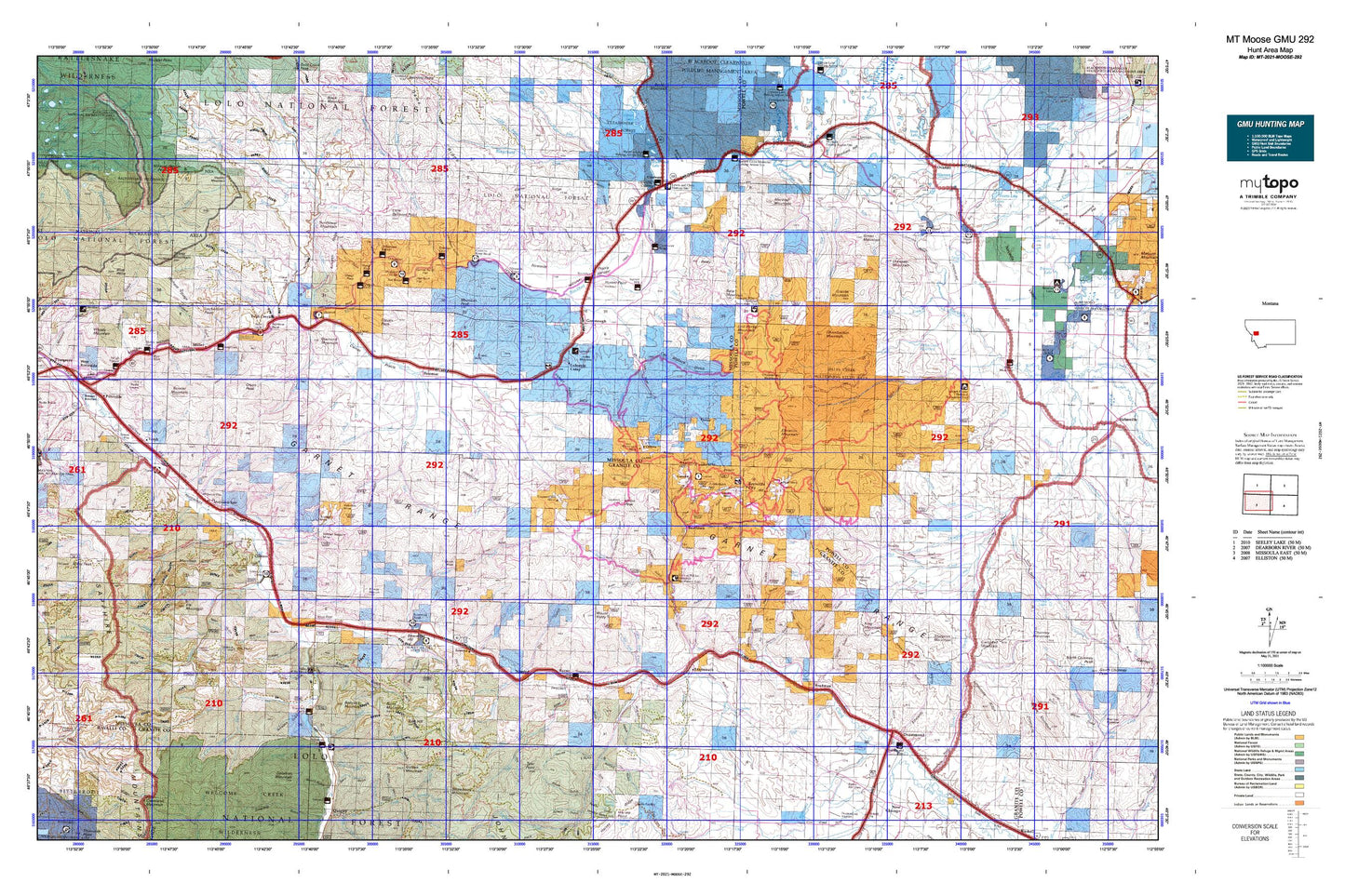 Montana Moose GMU 292 Map Image