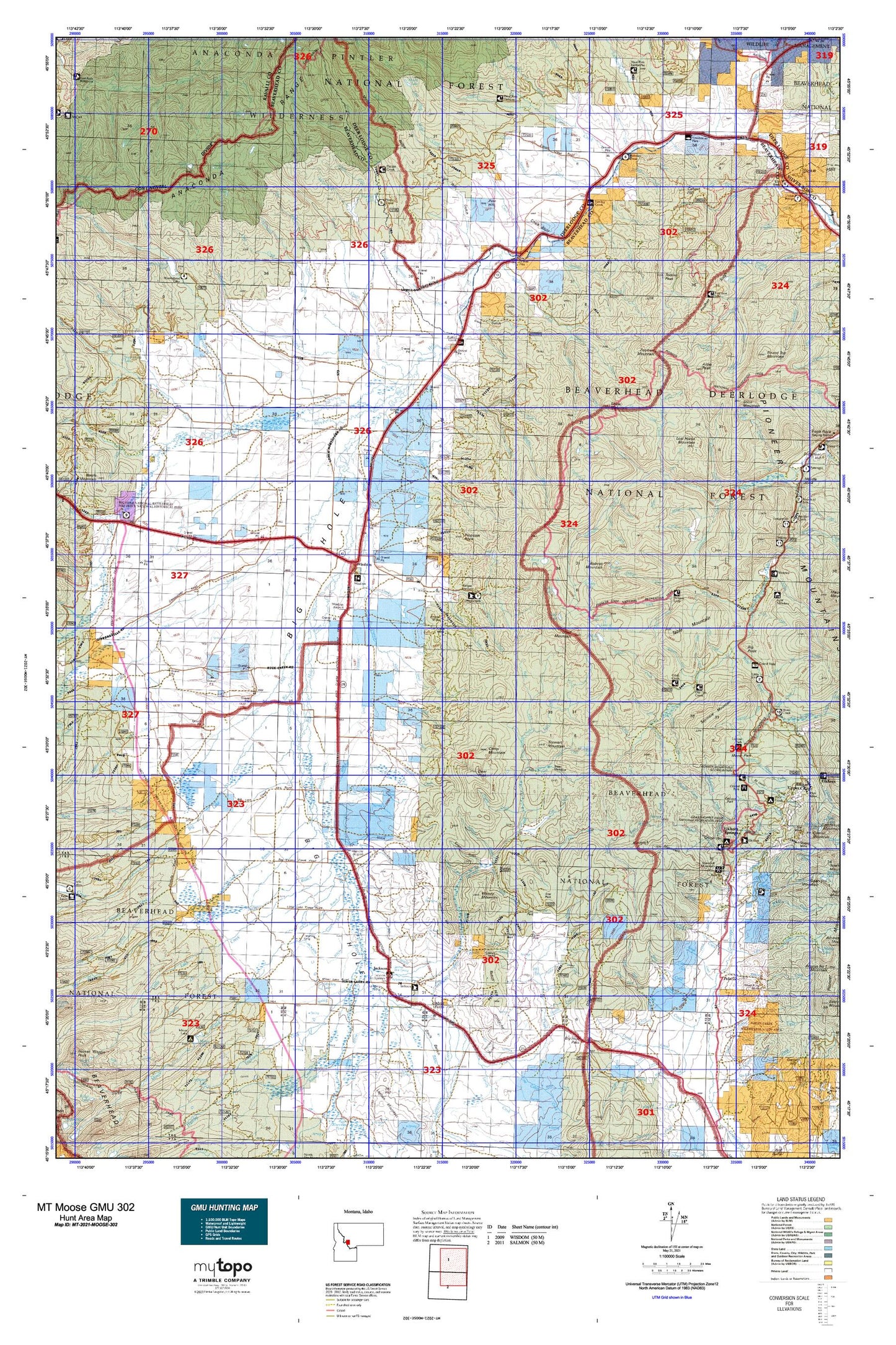 Montana Moose GMU 302 Map Image